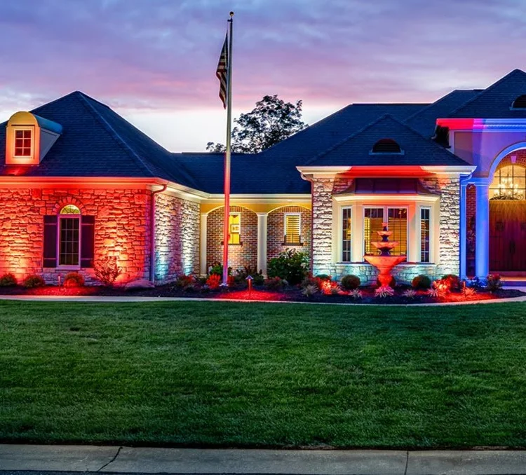 Uplighting on Stone house