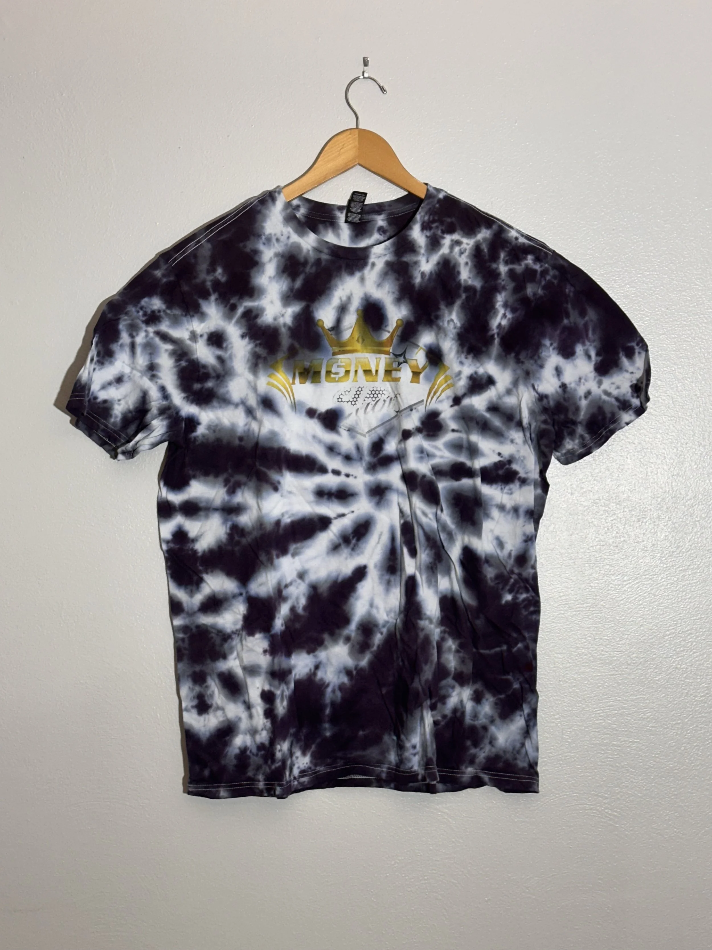 Men's/Unisex 2XL black and white tie-dye shirt (TD5)