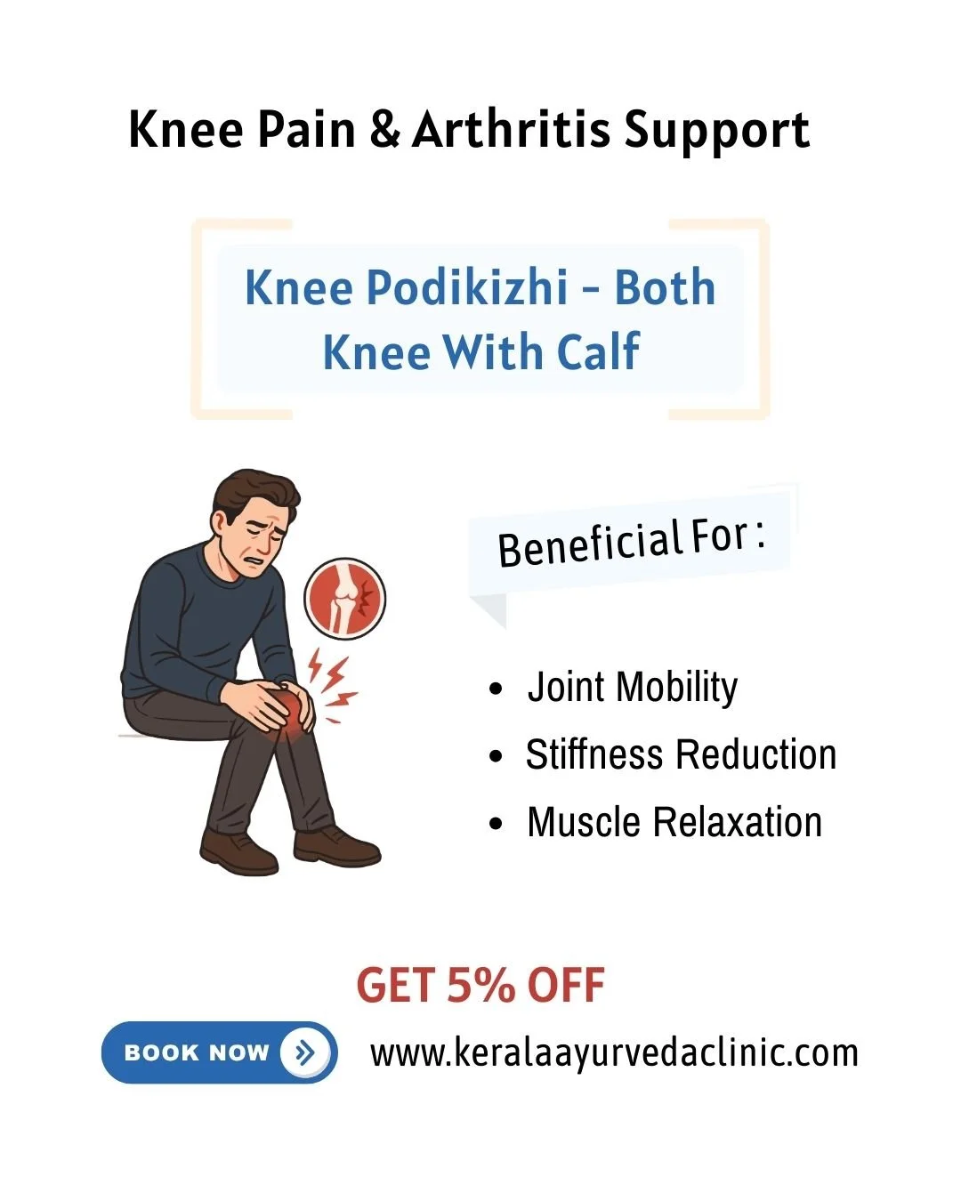 Knee Pain or Arthritis Support
Knee &amp; Calf Massage with Podikizhi
 Book online and get 5% OFF

📍 Kerala Ayurveda Clinic
 173 Belgrave Gate, Leicester LE1 3HS
 📞 0116 262 1118 | 📱 077 020 95000
 🌐 www.keralaayurvedaclinic.com

#leicester #leic