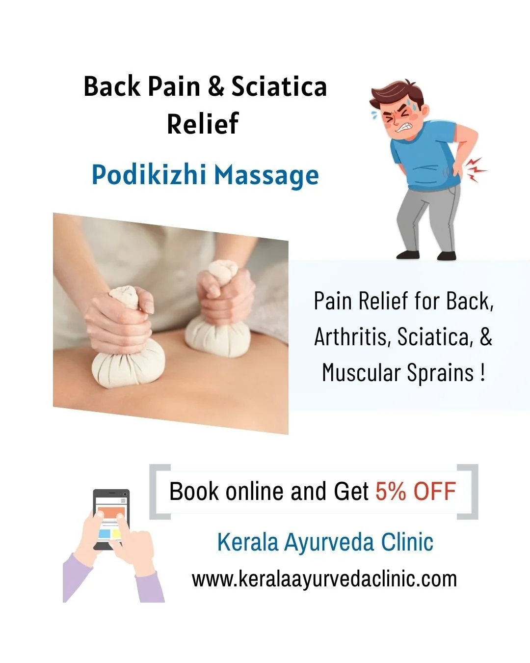 Back Pain or Sciatica Discomfort?
Podikizhi Massage

Helps reduce muscle stiffness and support relief from back pain and sciatica.

Book online and get 5% OFF

Kerala Ayurveda Clinic
173 Belgrave Gate, Leicester LE1 3HS
Call: 0116 262 1118
Book onlin