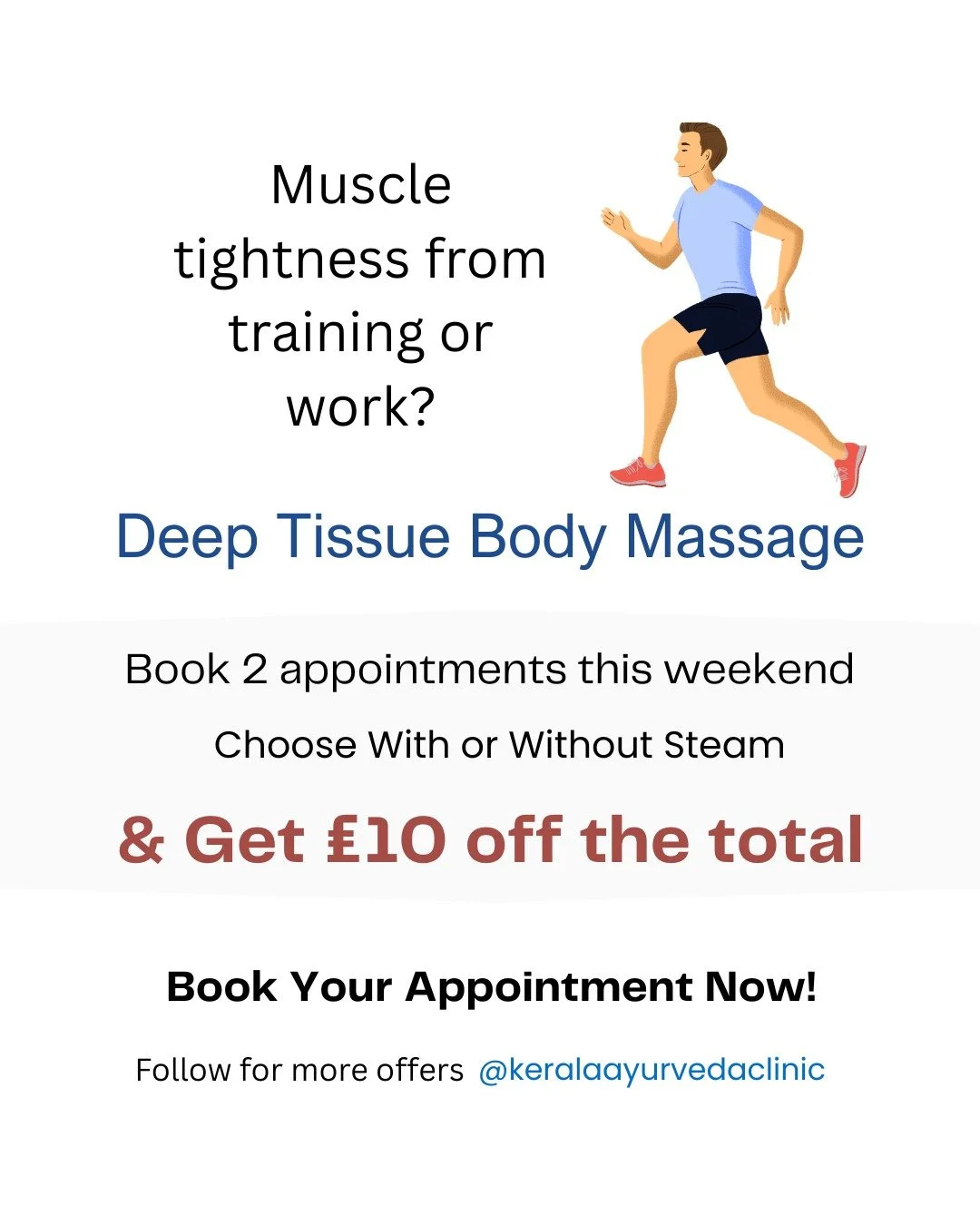 Heavy training or physical work builds deep muscle tension

Deep Tissue Body Massage

Book 2 appointments together
&pound;10 off total this weekend

Recovery matters if you want to stay consistent

Kerala Ayurveda Clinic
Leicester

#deeptissuemassage