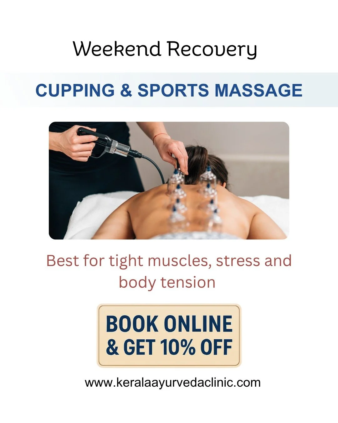 Cupping + Sports Massage targets tight areas and supports faster recovery.

Get 10% off when booked together.

Limited appointments available this week.

Book online now.

Kerala Ayurveda Clinic
www.keralaayurvedaclinic.com

#SportsMassageLeicester #