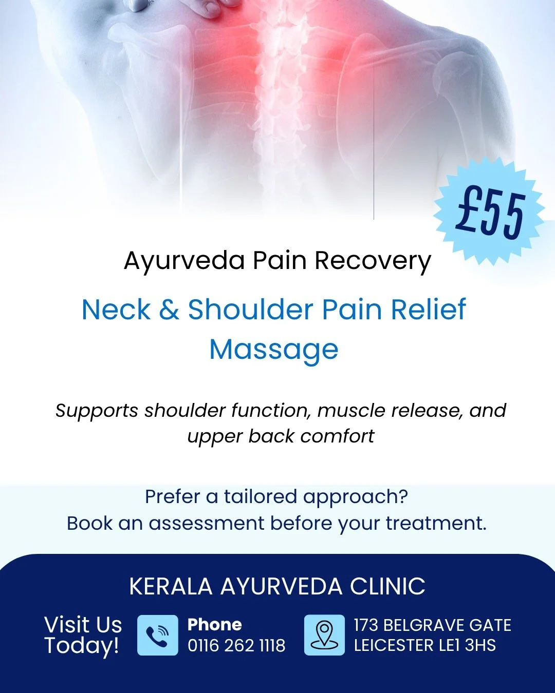 Restricted shoulder movement or ongoing muscular tightness?
This focused session works on improving mobility and reducing upper body restriction through targeted muscle work.
Suitable for repetitive use, lifting strain, and movement limitation.
45 Mi