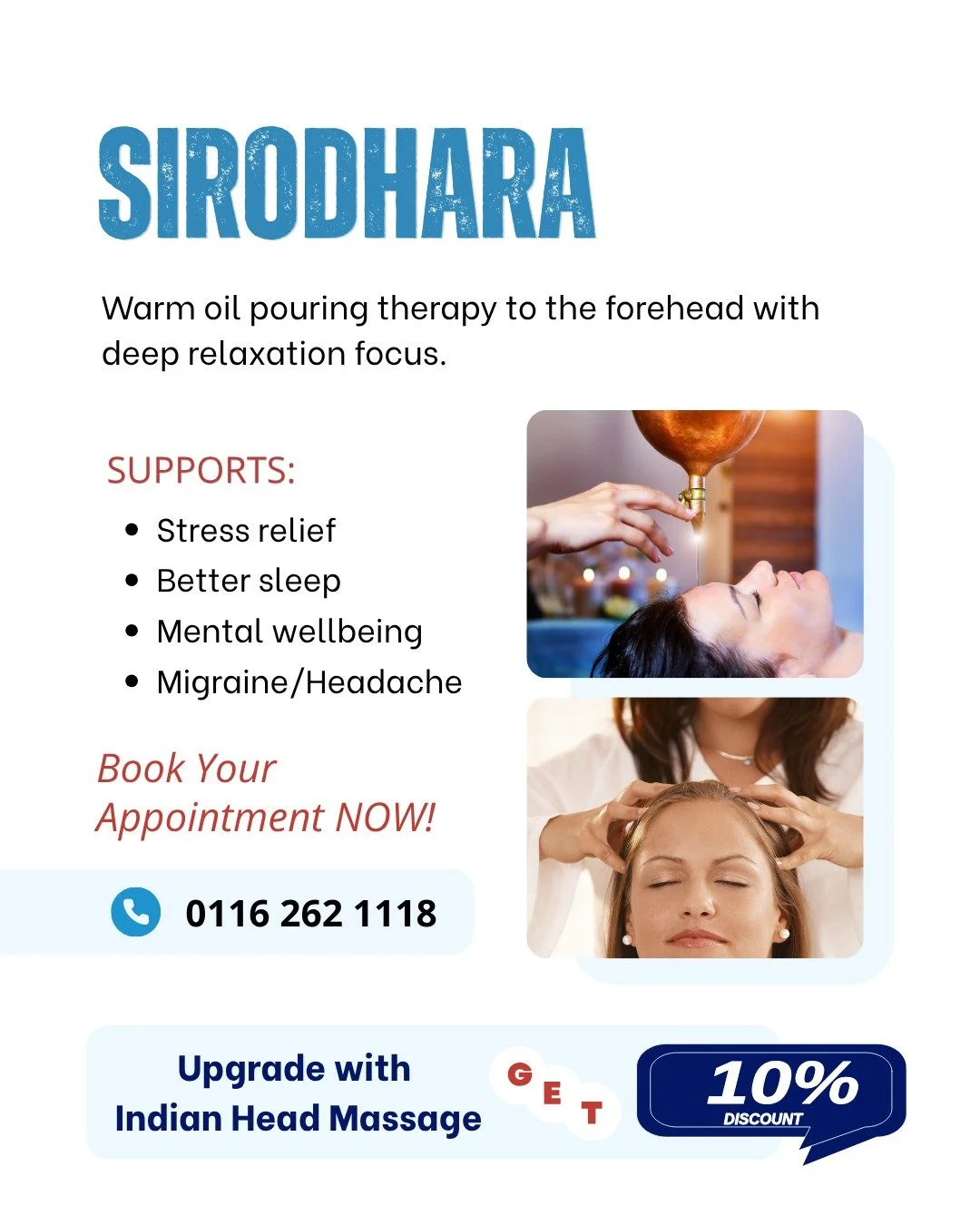Migraine, headaches or poor sleep affecting daily life?

Sirodhara
Warm oil forehead therapy used to support relaxation, mental calm and nervous system recovery.

Suitable for stress, migraine support, headache tension, insomnia and mental fatigue.

