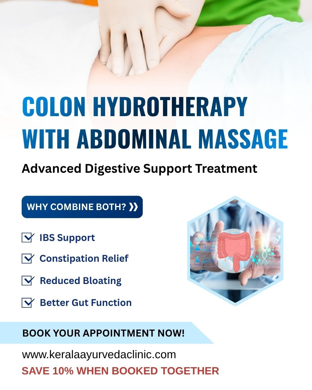 Colon Hydrotherapy with Abdominal Massage

Helps support gentle cleansing, improve digestion, &amp; reduce bloating.

Save 10% when booked together!

📍 Kerala Ayurveda Clinic
173 Belgrave Gate, Leicester, LE1 3HS
📞 0116-262-1118 | 0116-253-0057
🌐 