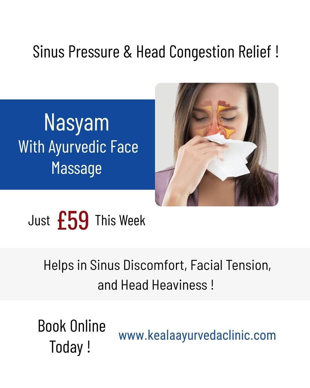 Nasyam with Ayurvedic Face Massage

Helps in sinus discomfort, facial tension and head heaviness

Just &pound;59 This Week

Book online today

Professional therapists trusted across Leicester for over 20 years

Kerala Ayurveda Clinic Leicester
173 Be