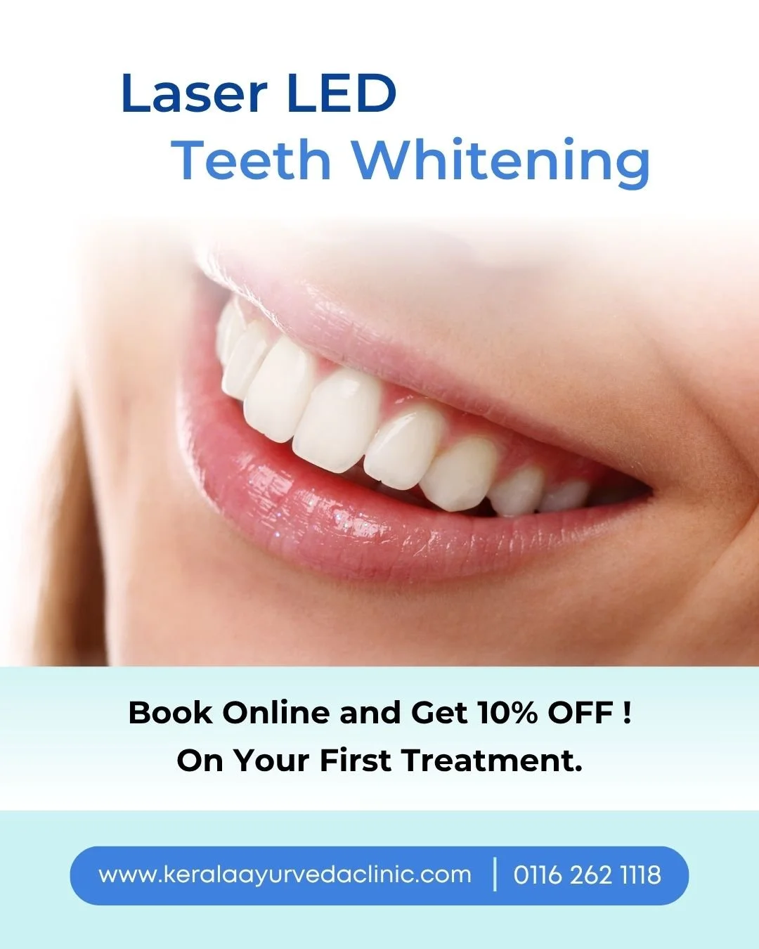 Stained, dull, or discoloured teeth?

Laser Teeth Whitening

A brighter, whiter smile with professional teeth whitening treatment.

Book online and receive 10% off your first treatment.

📍 Kerala Ayurveda Clinic
173 Belgrave Gate, Leicester LE1 3HS
