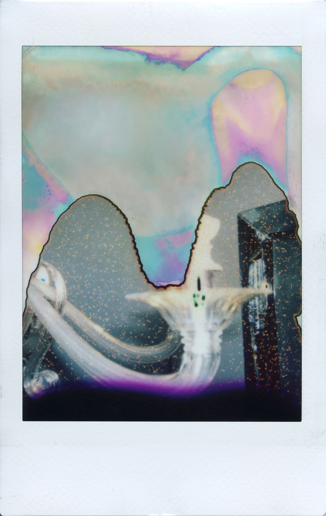 GLAZED I, ‘22
Limited Edition of 9 and 3AP
Signed by the Artist
17” x 22” | “27 x 42”
Photography | Scan of Fuji INSTAX Mini print | 1. Emulsion chemistry manipulated by liquid nitrogen,
2.Chemical-injection to same region via 1ml. 30 gauge s