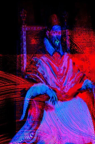 STUDY II AFTER VELAZQUEZ’S PORTRAIT OF POPE INNOCENT X, ’25 
 
Limited Edition of 9 and 3AP 
Signed by the Artist 
17” x 22” | “30 x 40” 
 
Digital Photography | This is the second photo study. It too is the result of the same techniques—here’s a cry