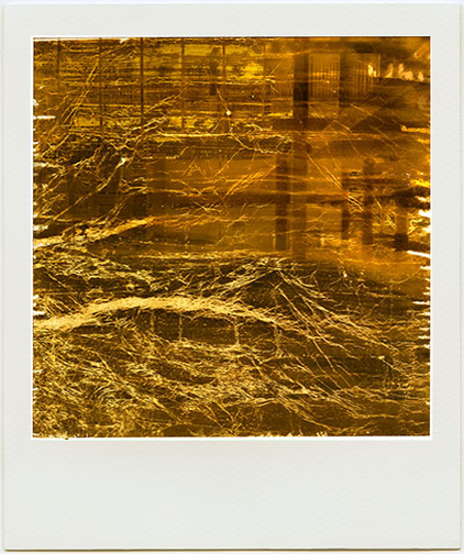 DECORATING 880 N LSD, ’24 
 
Limited Edition of 9 and 3AP 
Signed by the Artist 
20” x 24” | 30” x 40” 
 
Instant Film | “METIS” Scan of Polaroid B+W 600 Film | 1. Gilt Emulsion Transparency | Archival pigment print 
  
  Formal Inquiry regarding sal