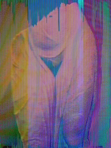 BELLY, ’25 
 
Limited Edition of 9 and 3AP 
Signed by the Artist 
17” x 22” | “30 x 40” 
 
Glitch-Photography | A photograph of Cathode-ray TV screen married with “Circuit-bent” exposure of a fragmentary statue of Venus | Archival pigment print 