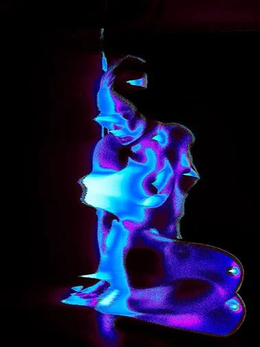 SEX PIXEL, ‘25 
 
Limited Edition of 9 and 3AP 
Signed by the Artist 
20”x 24” | “30 x 40” 
 
Glitch-Photography | “Circuit-bent” nude portrait of a Ms. A | Archival pigment print 