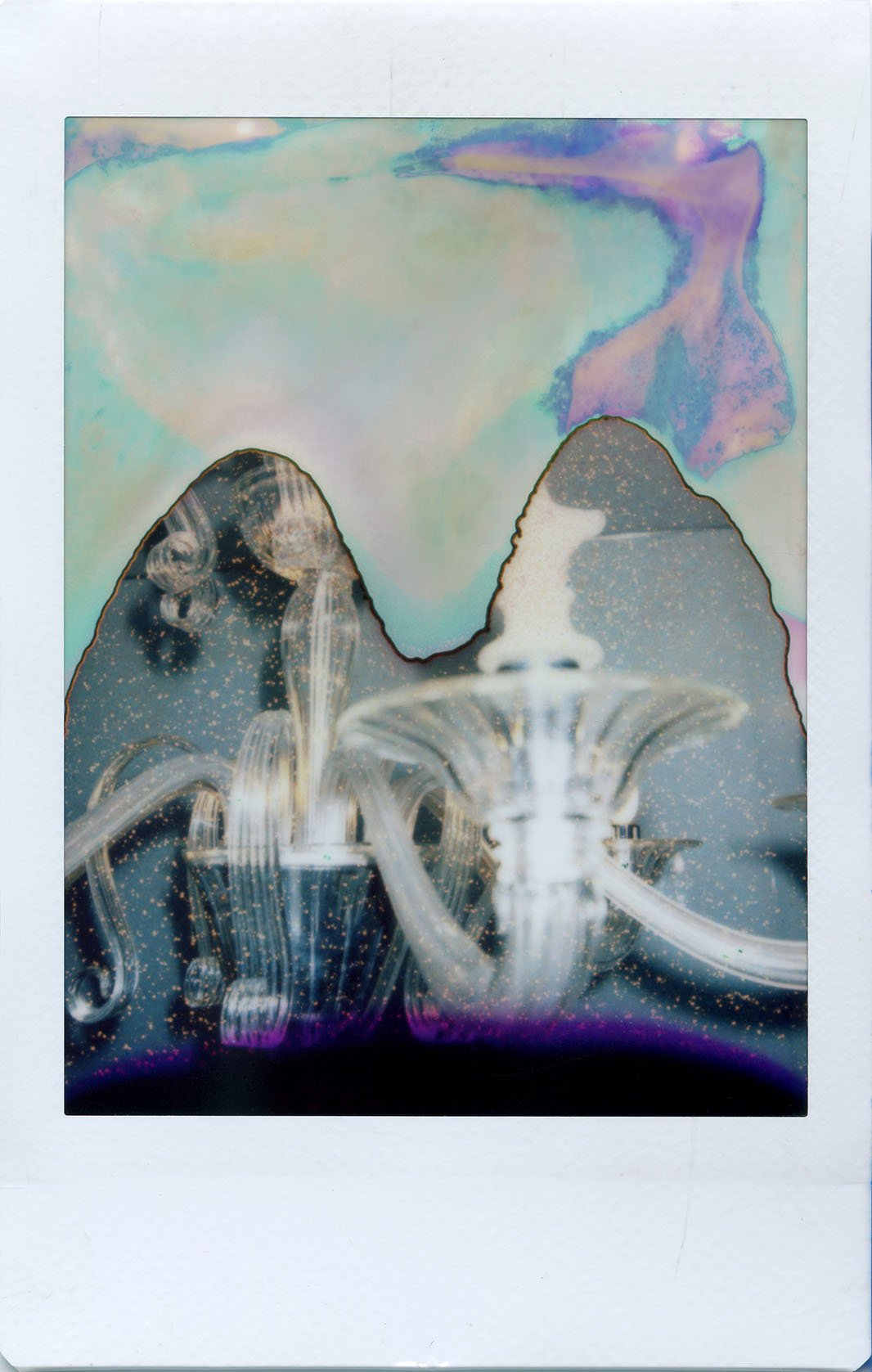 GLAZED II, ‘22
Limited Edition of 9 and 3AP
Signed by the Artist
17” x 22” | “27 x 42”
Photography | Scan of Fuji INSTAX Mini print | 1. Emulsion chemistry manipulated by liquid nitrogen
2.Chemical-injection to same region via 1ml. 30 gauge st