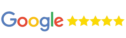 Google logo with five yellow stars to the right