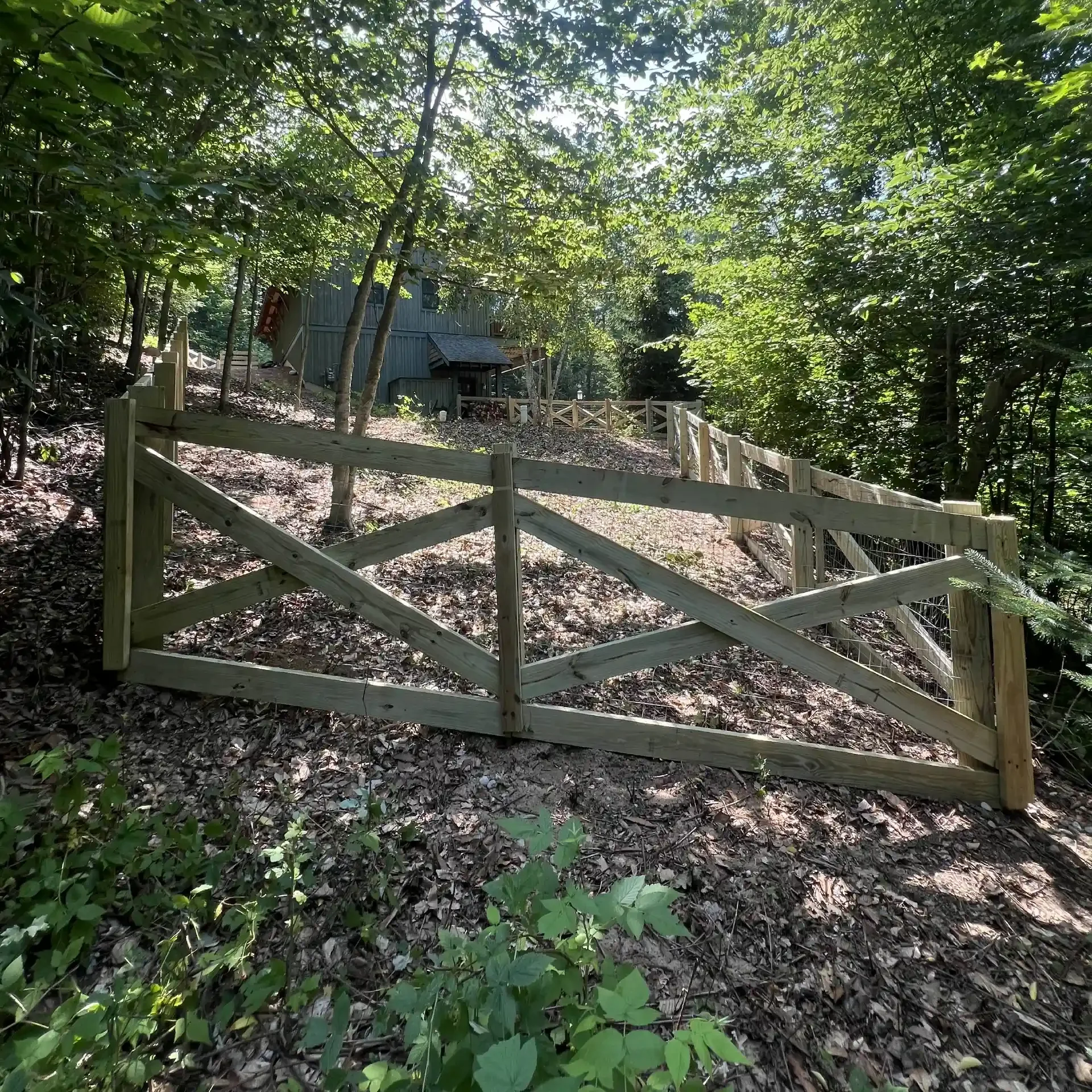 wood framed welded wire fence project