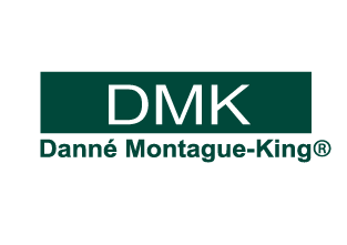 Logo of DMK, a beauty and skincare brand, with the text 'Danne Montague-King' underneath.
