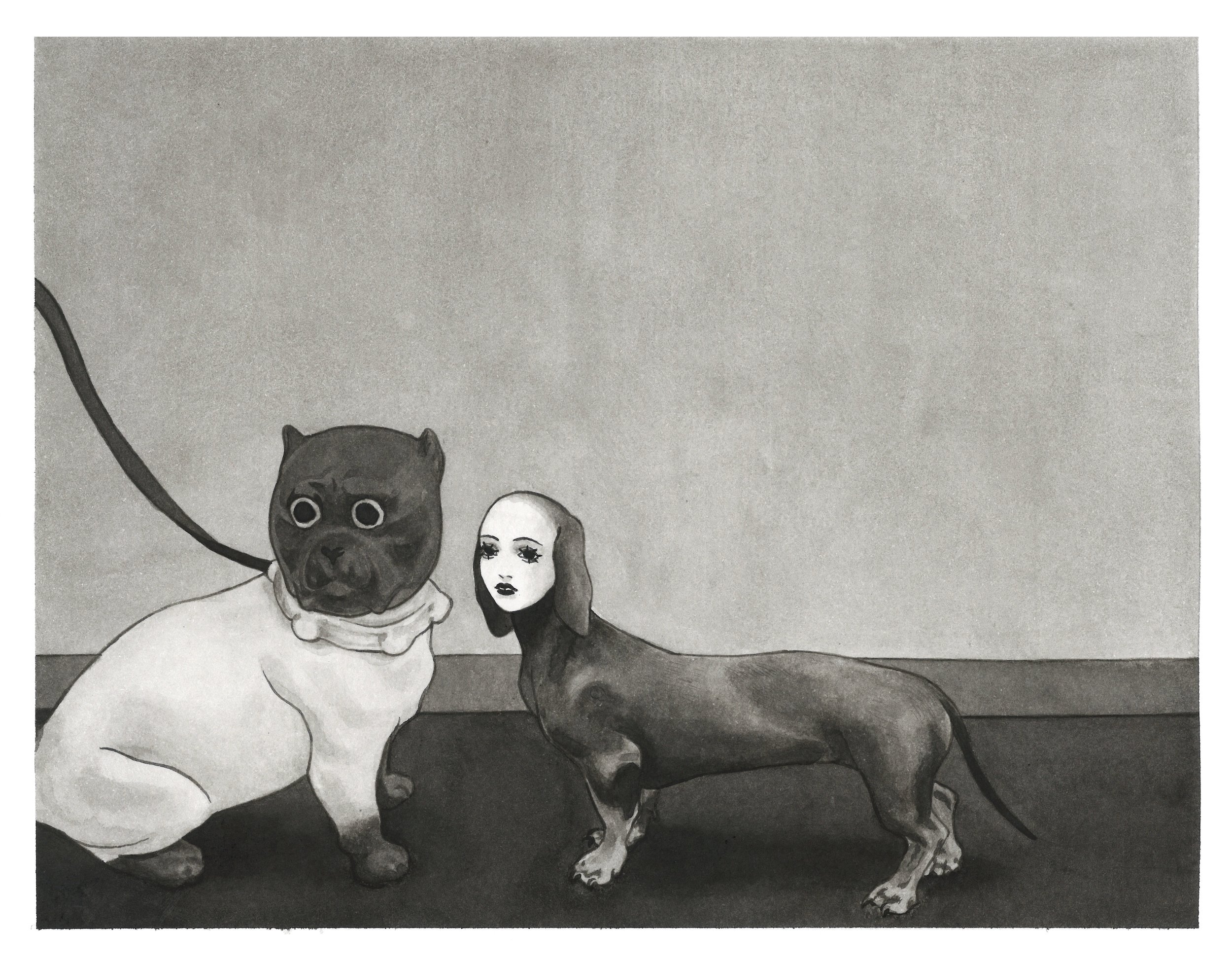 October, dogs (2026). Ink on paper, A4. 