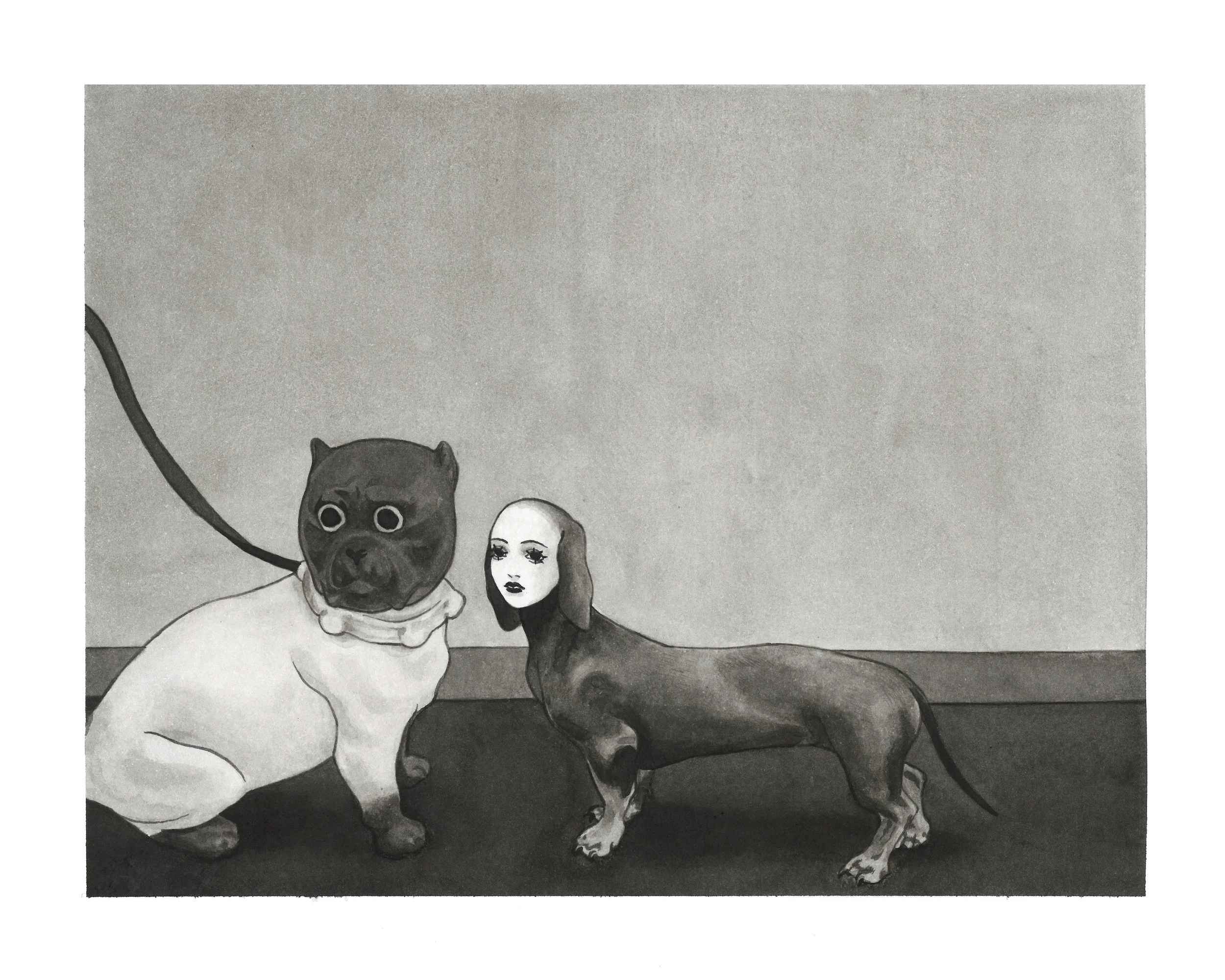 October, dogs (2026). Ink on paper, A4.