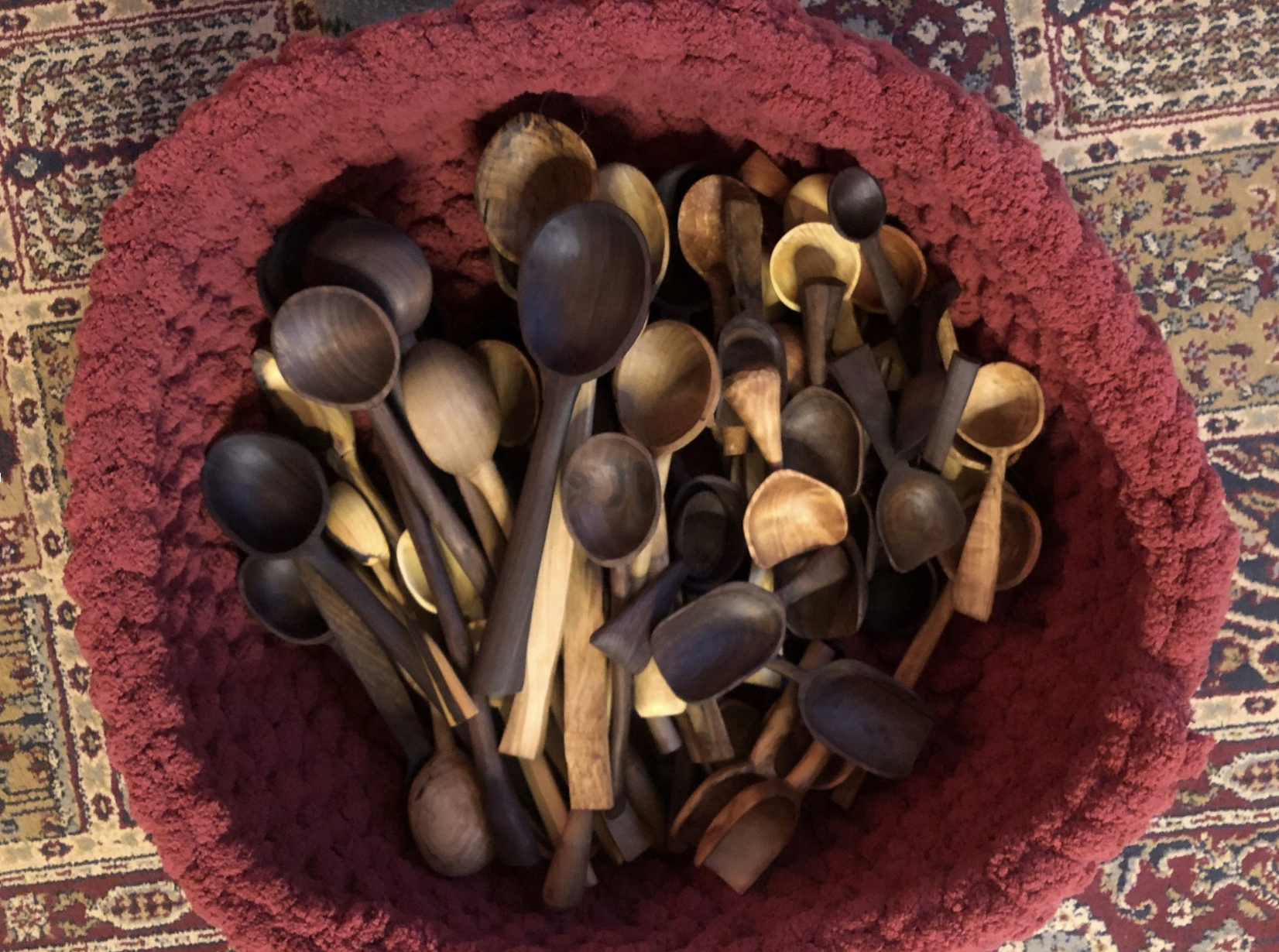 pile of spoons from spoon carving class