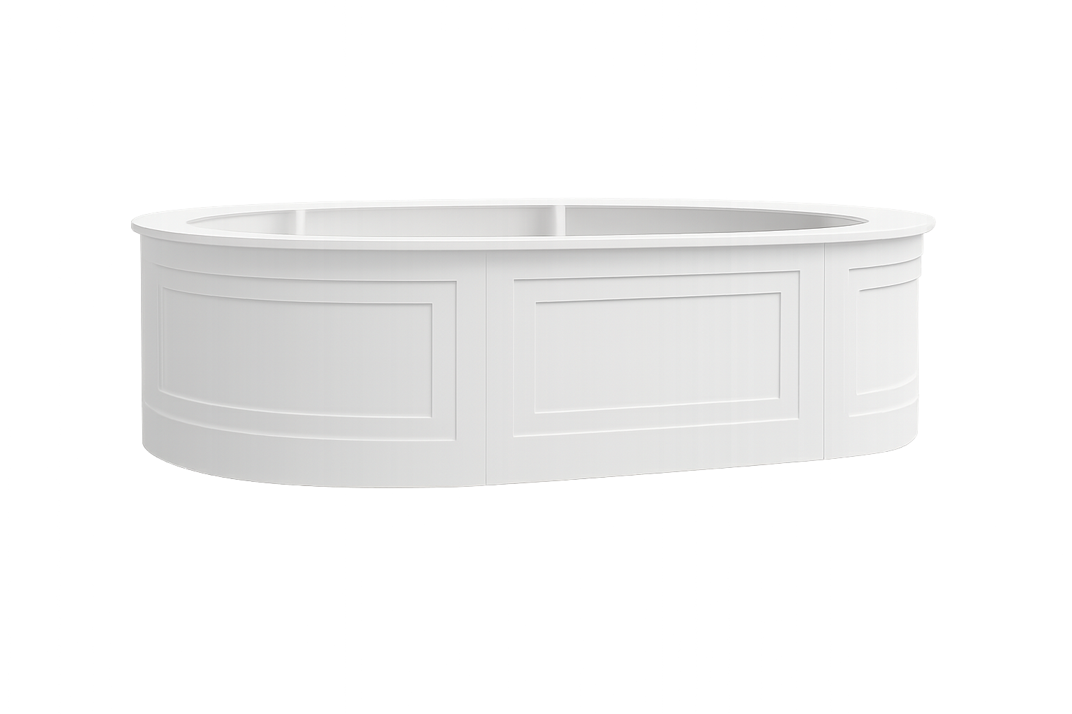 Two white half-oval bars joined to form a full oval bar.