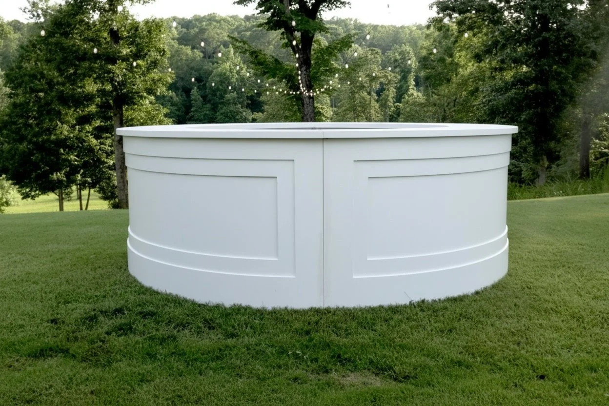 Two half-round white bars joined to create a full round bar.