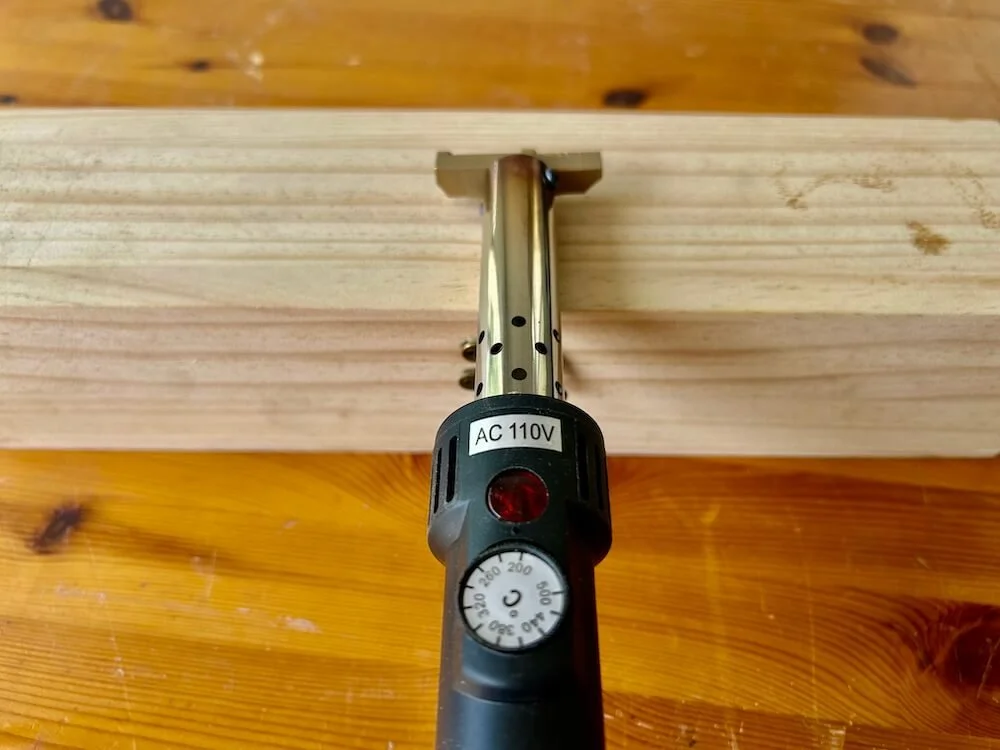 Close up of electric heating element handle for a custom branding iron