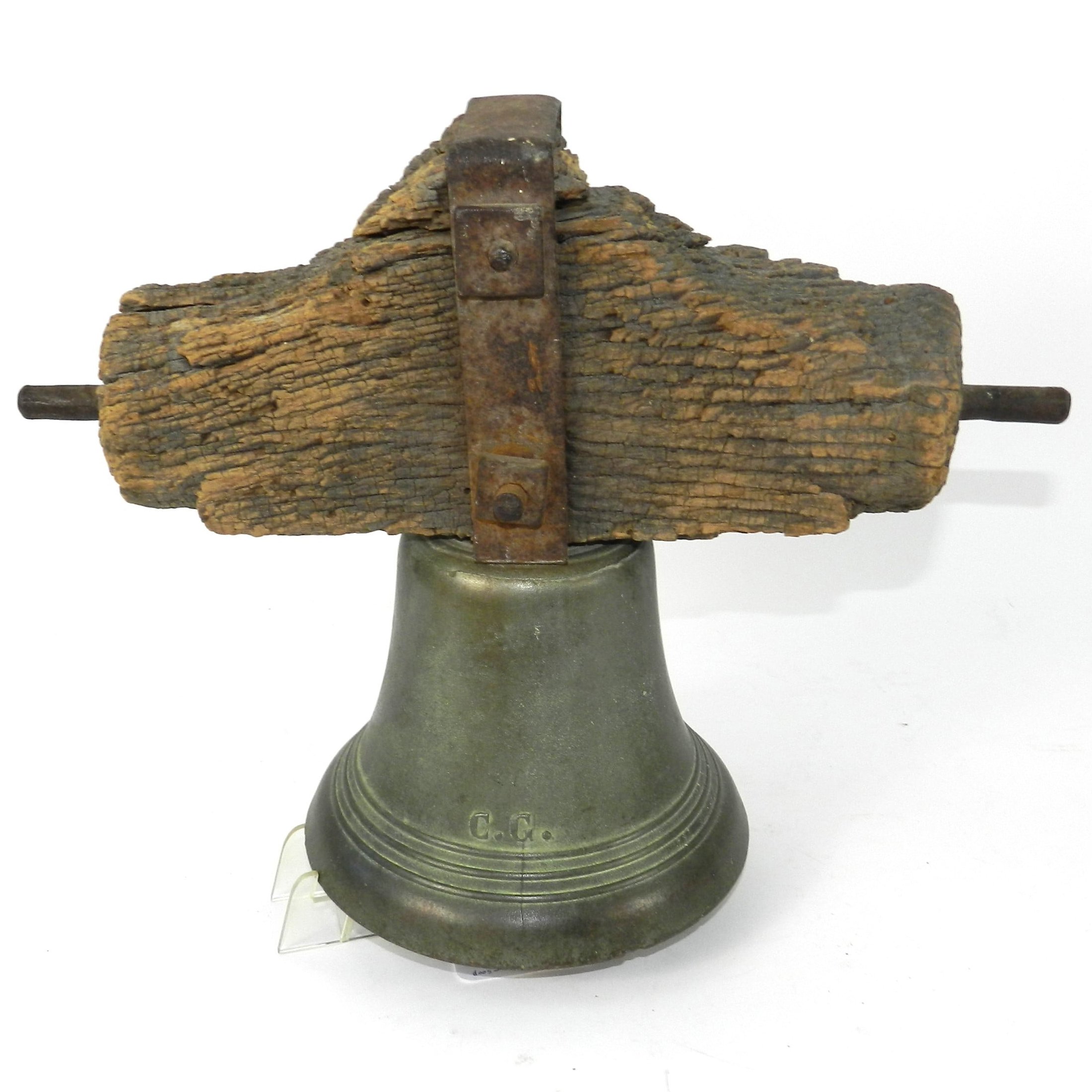 Bronze Bell Marked C.G. With Wood Yoke.jpg