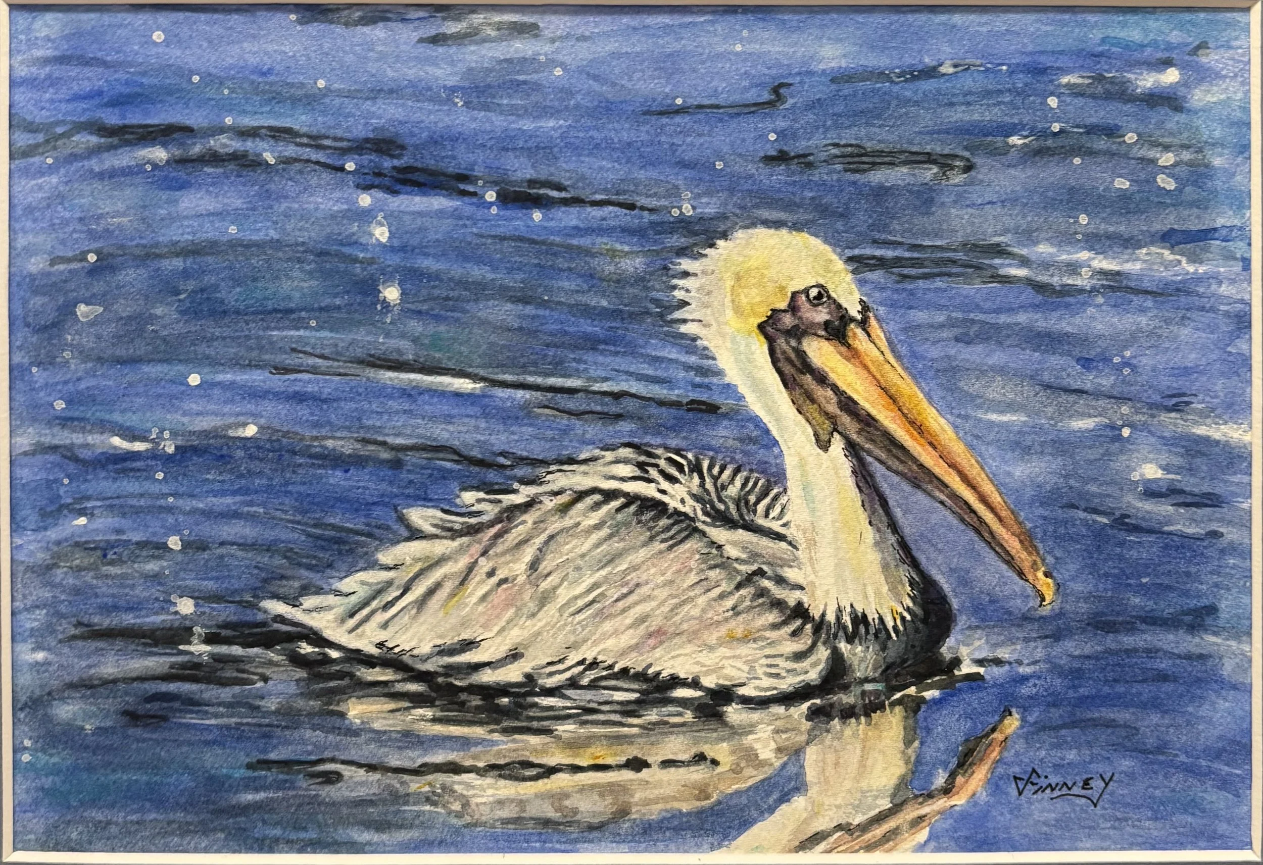 'Potter's Pelican'  Watercolor 11 x 14
Available
This Pelican can be found begging for fish at Potter's Seafood, Southport, NC
