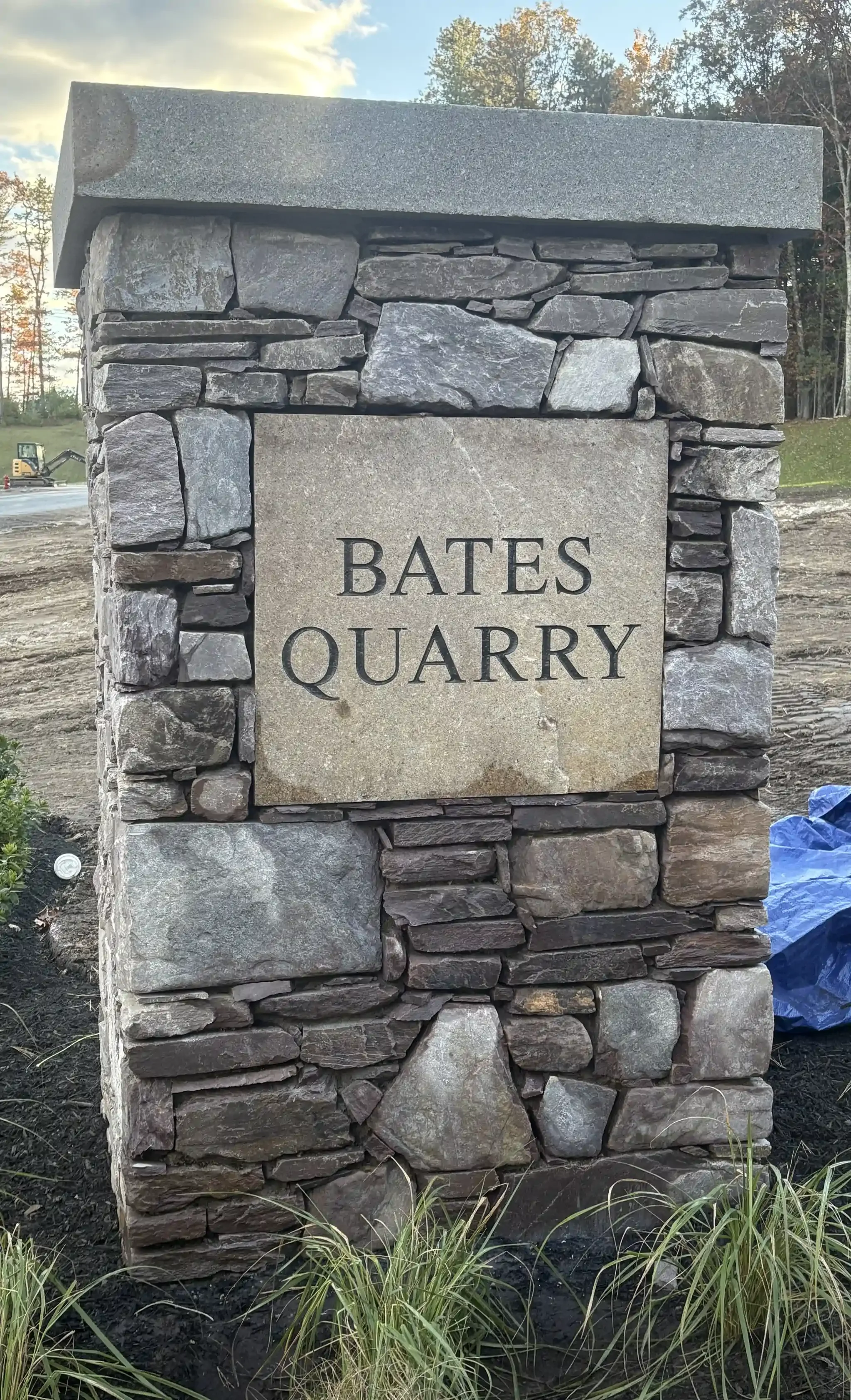 A stone sign.