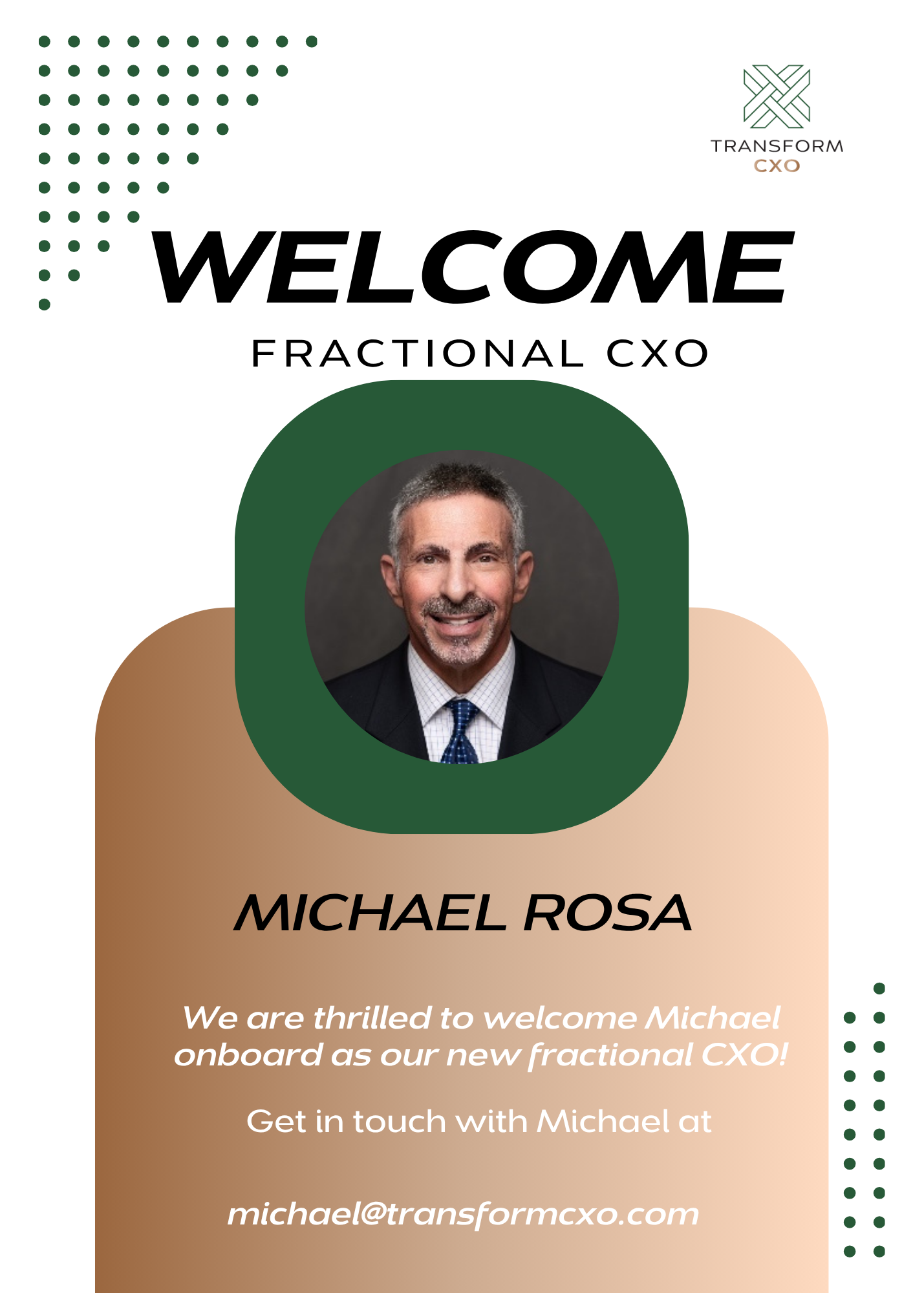 TransformCXO Welcomes Michael J. Rosa as Fractional CXO