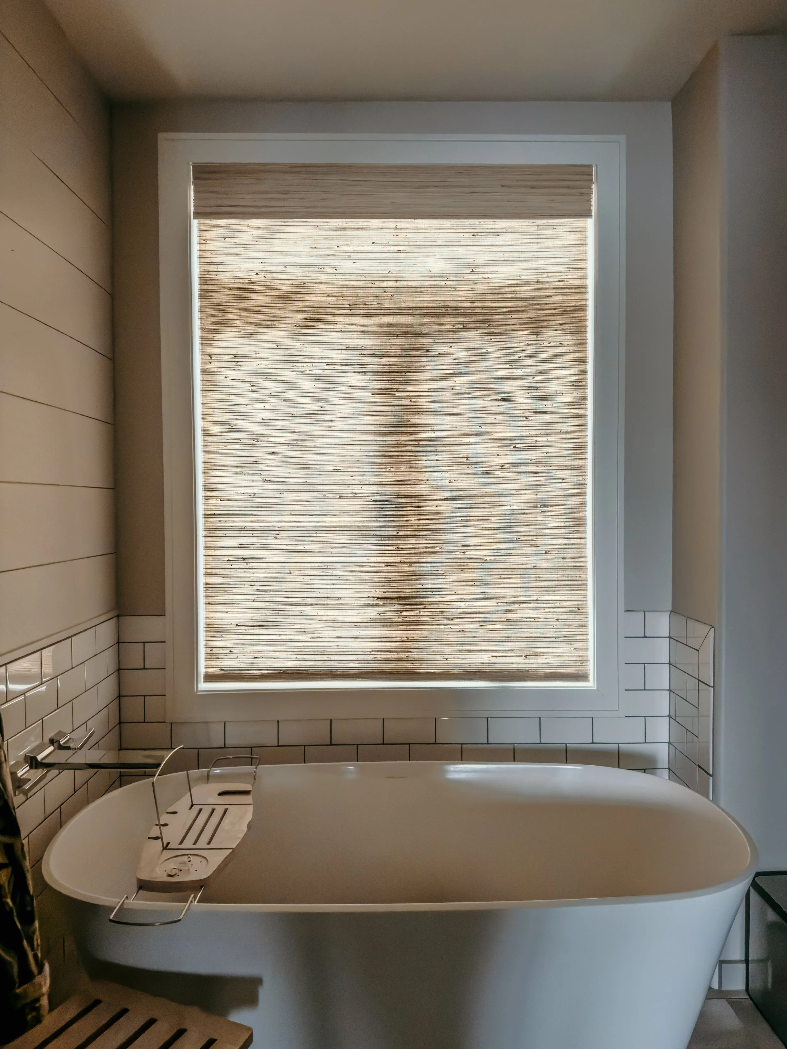 605 Blinds Natural Woven Shade installed in a bathroom of a Tea, SD home.