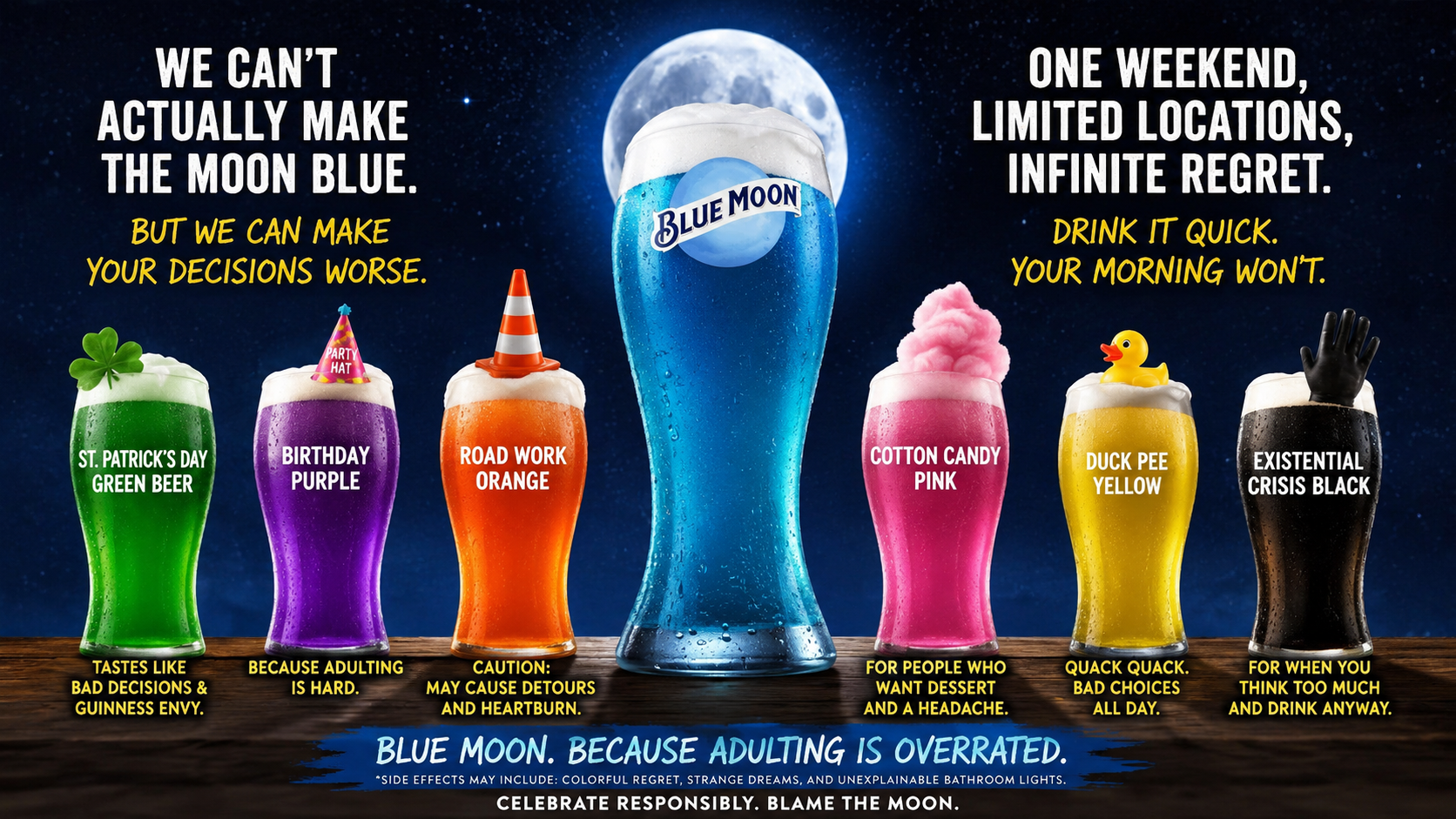 Blue Moon Blue Beer for the full moon