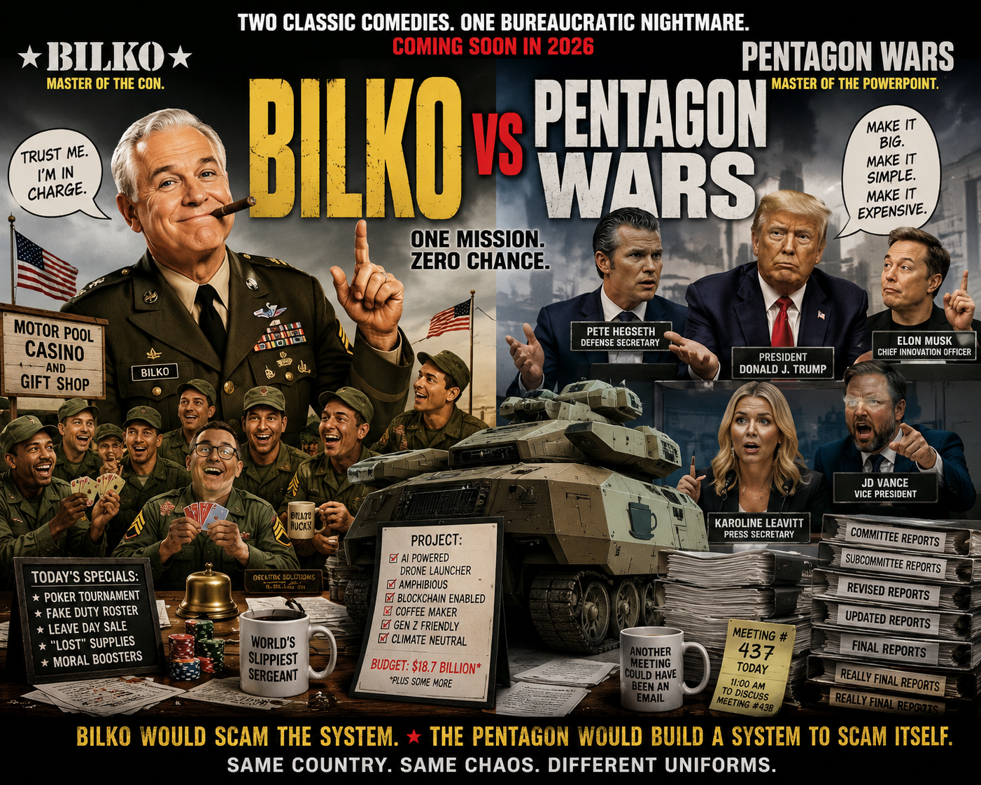 F’nAround Double Feature Review: Sgt. Bilko (1996) & The Pentagon Wars (1998)
The Two Funniest Movies About Bureaucracy Ever Made… That Somehow Became More Accurate With Age
