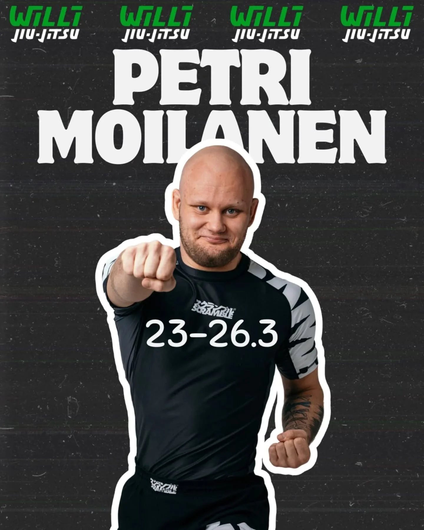 Petri Moilanen @moilaspete tulee vet&auml;m&auml;&auml;n 23-26.3 eli Ma-to kaikki BJJ/Lukkopaini harjoitukset aikuisille

Petri on Sigma Jiu-Jitsulta Lahdesta. Musta vy&ouml;, tuore BJJ Suomenmestari, EM-3 ja kokenut valmentaja. Petri omaa simppelin 