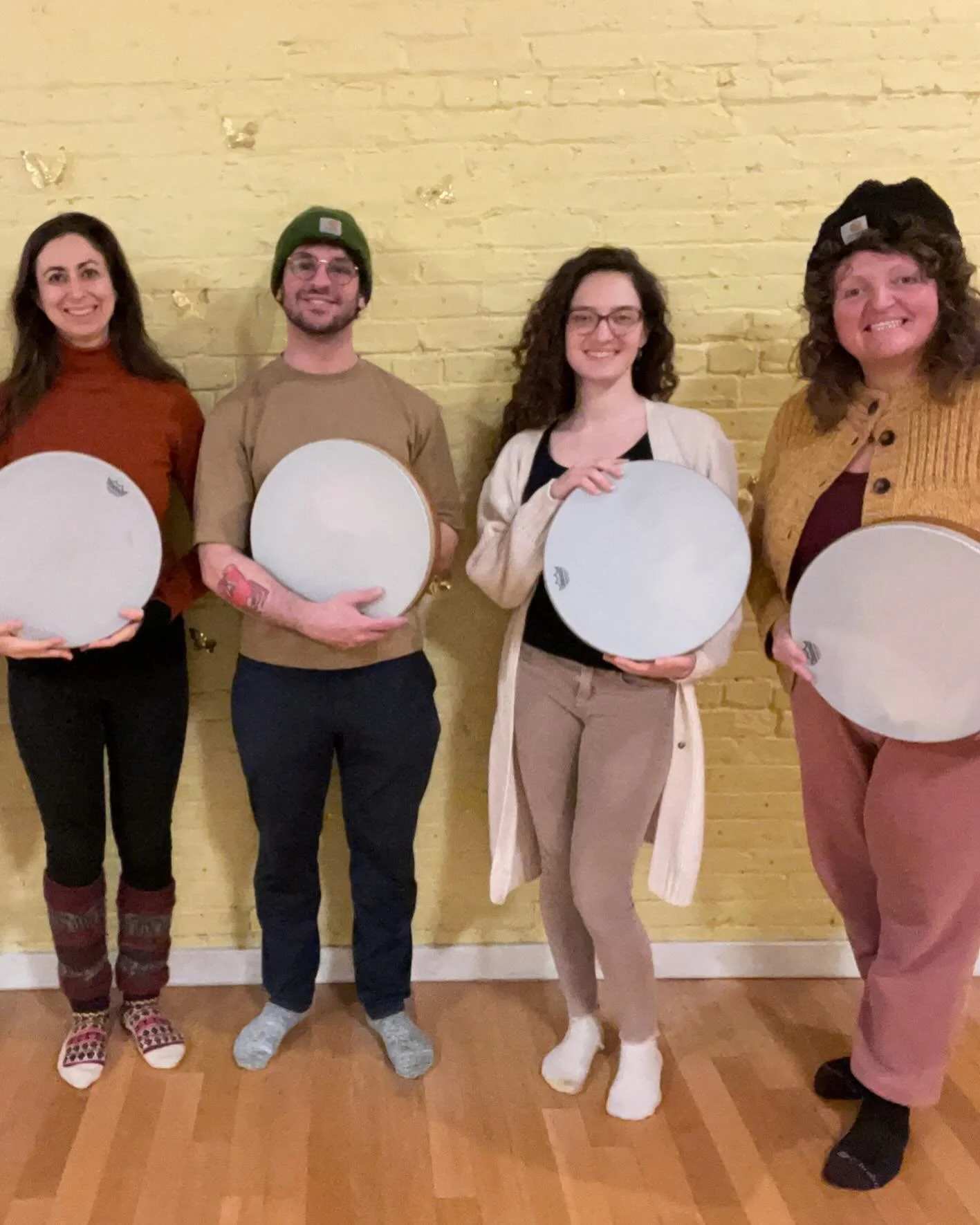 Sweet lil frame drumming workshop on a snowy Saturday!!!! Hosted by the amazing Studio 34 Yoga. Participants loved hearing about the Divine Feminine connections of the Frame Drum. There were a couple more registered who couldn&rsquo;t make it. Lookin