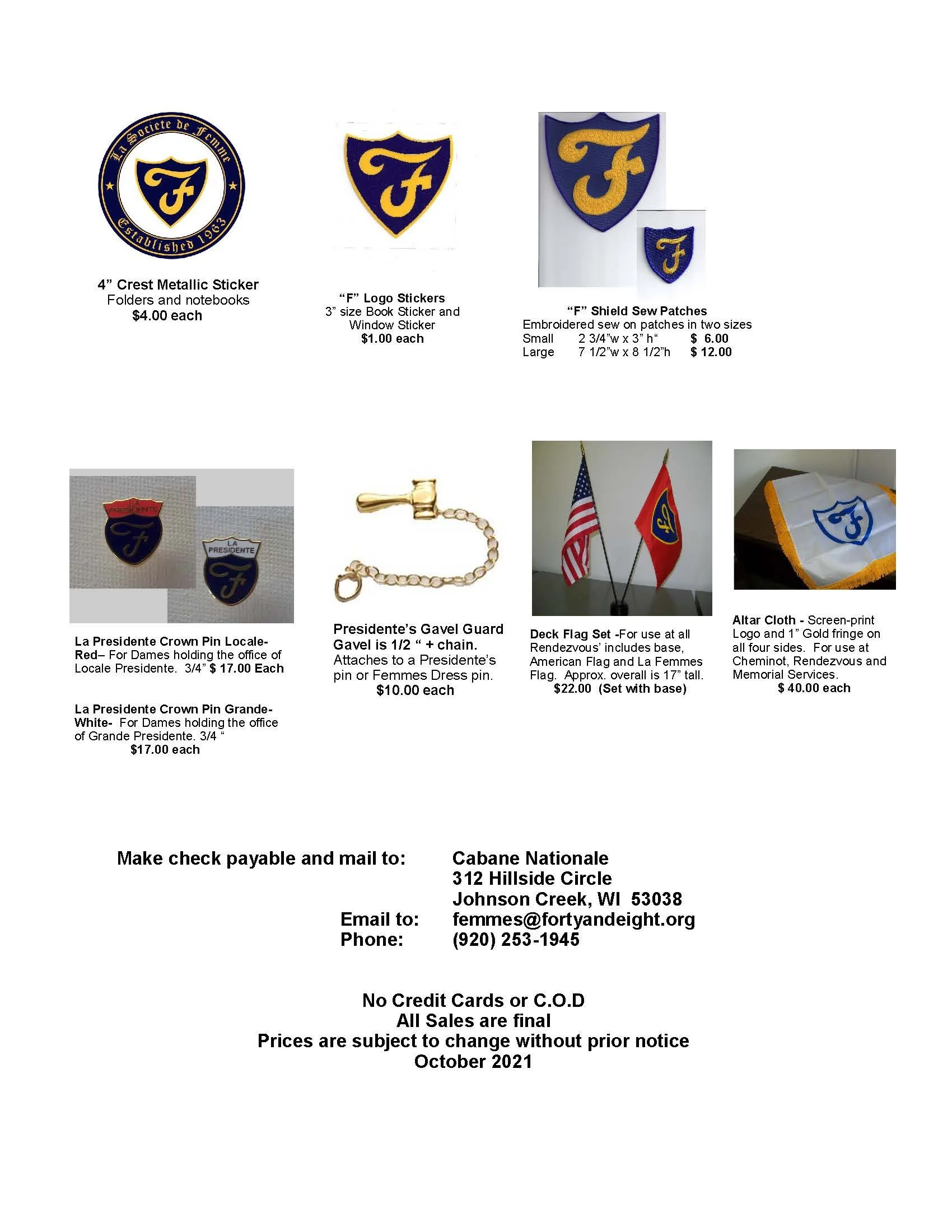 EMBLEM SALES — Forty & Eight