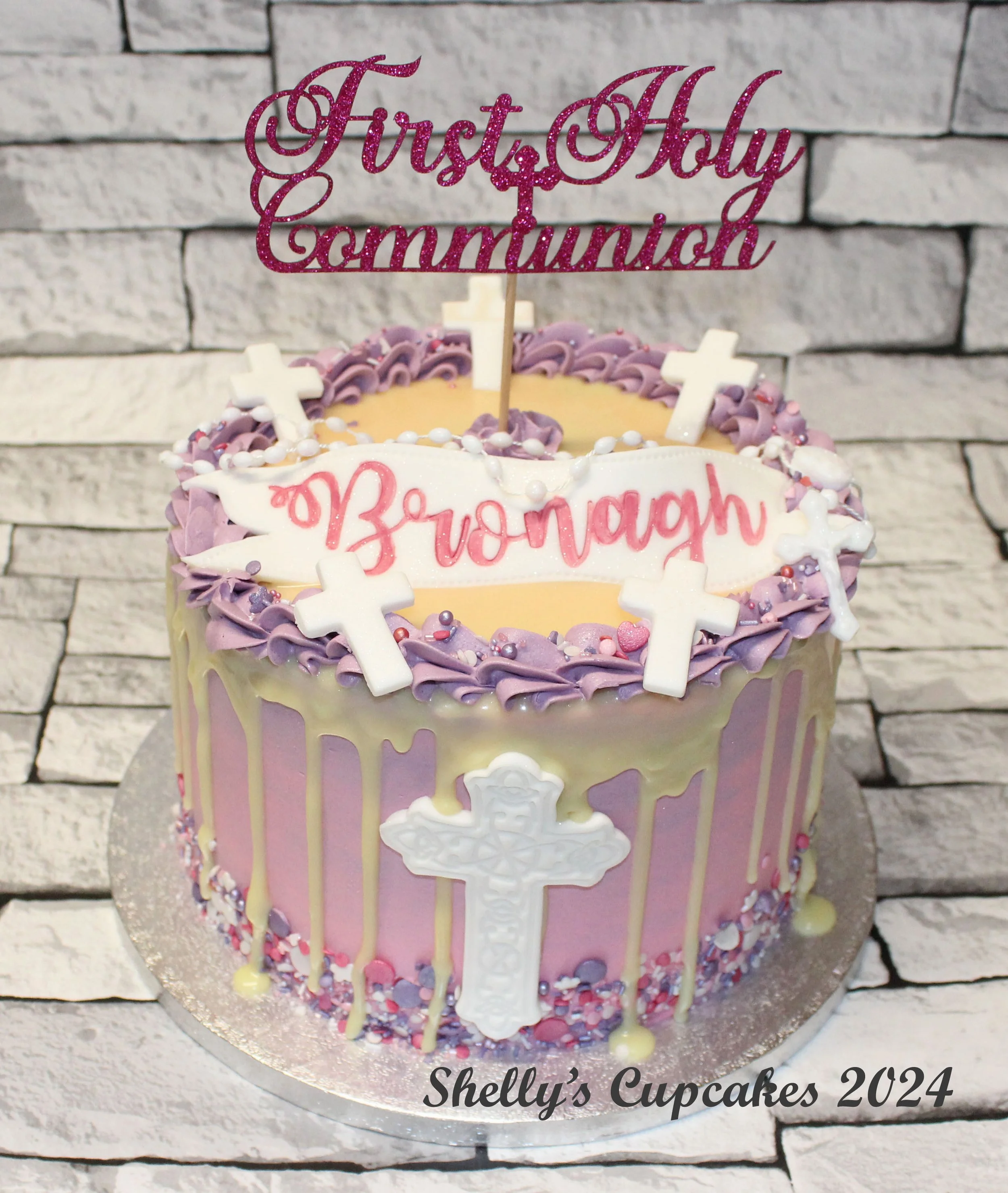 Pink Marbled Buttercream Drip with Sprinkles