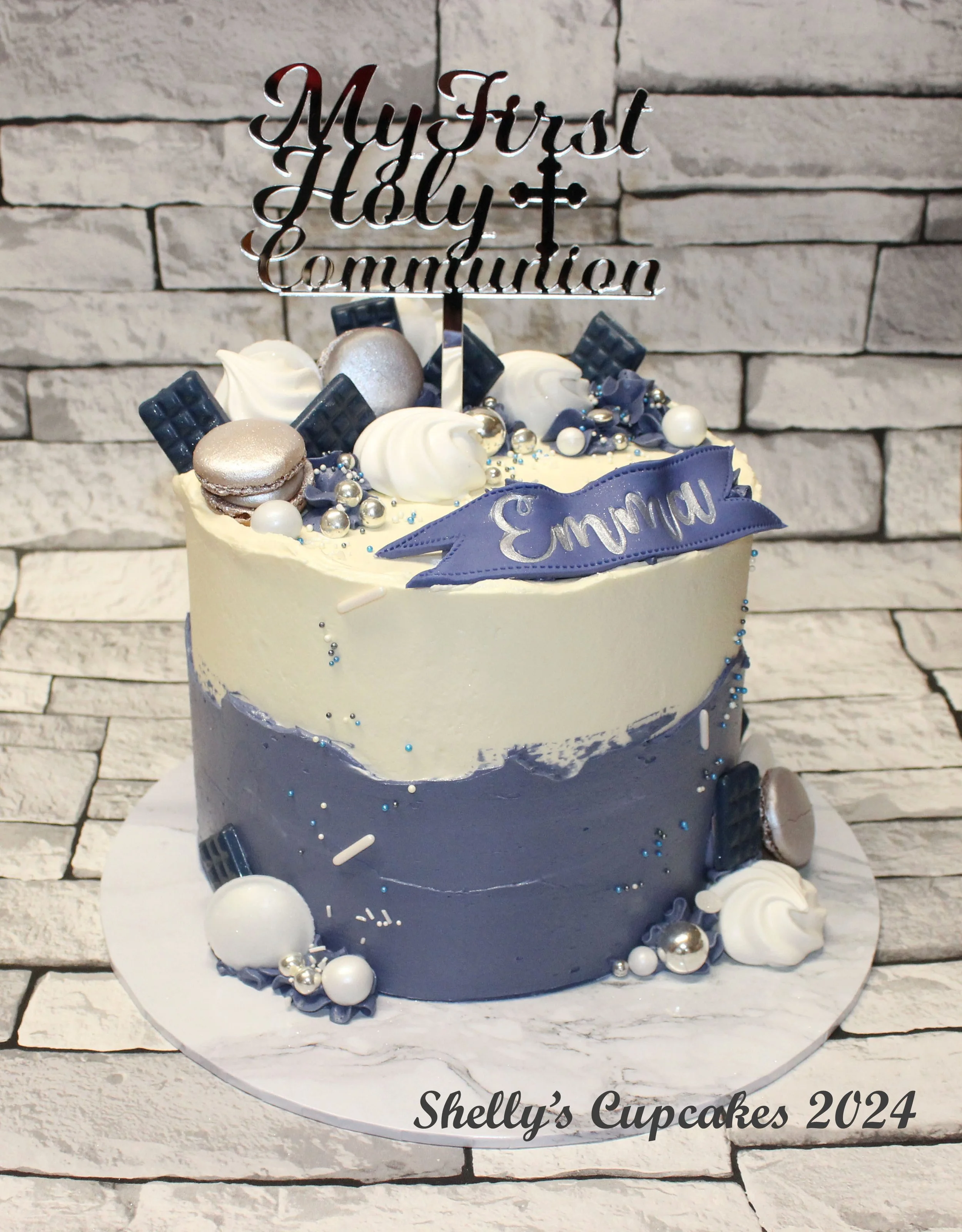 Navy Ombre Crescent Decoration