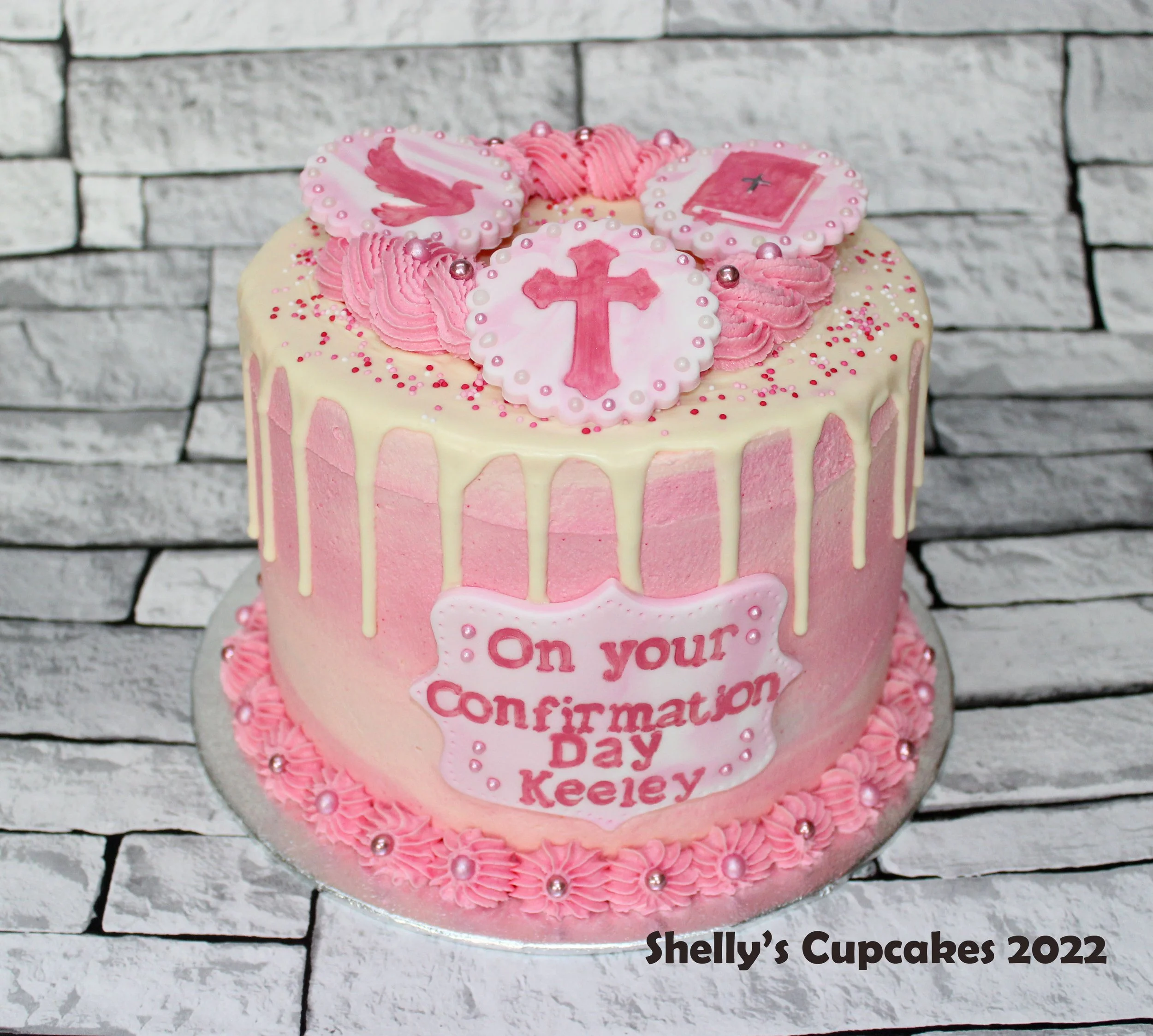 Pink Marbled Buttercream Drip 