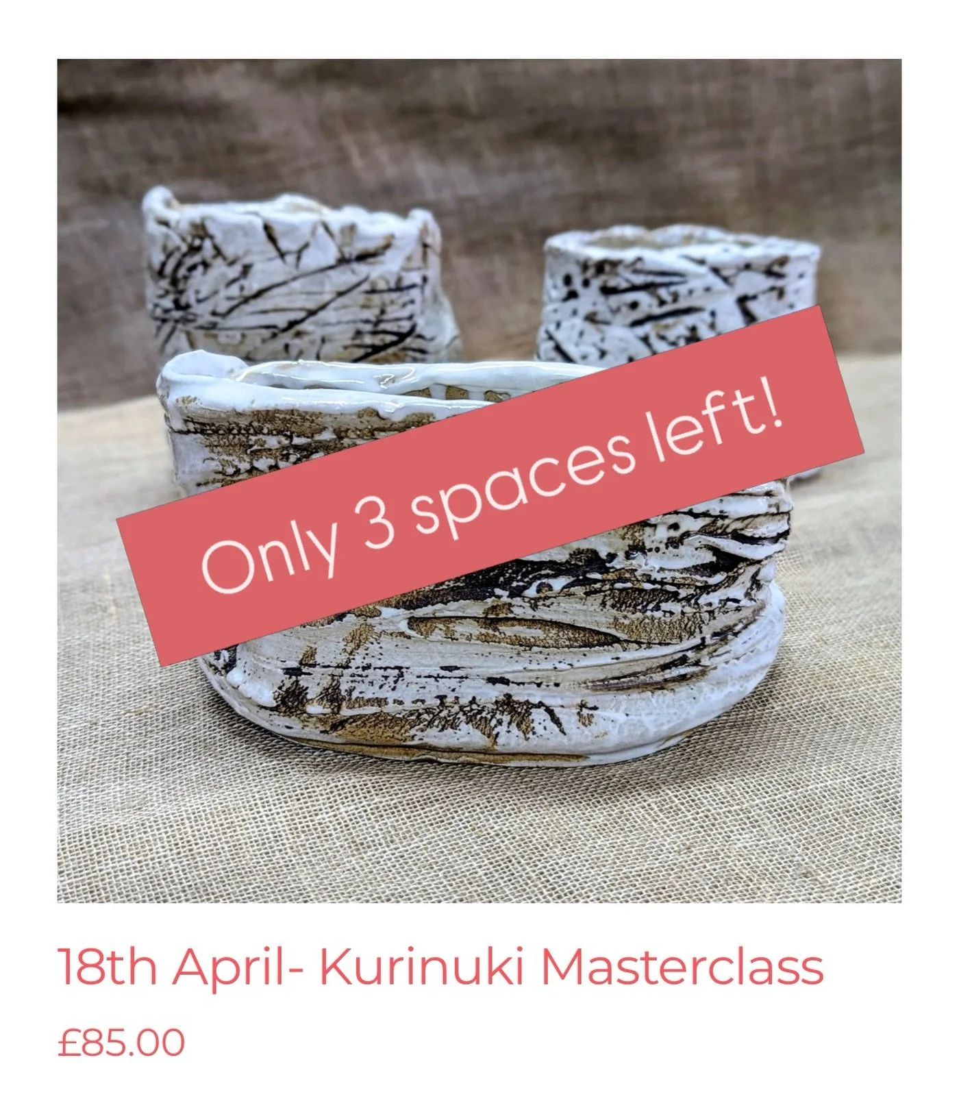 Just 3 spots left for our full-day Kurinuki Masterclass. Join us! Link in bio ✨

#Kurinuki #CeramicArt #HandmadePottery #ClayWorkshop #ArtMasterclas