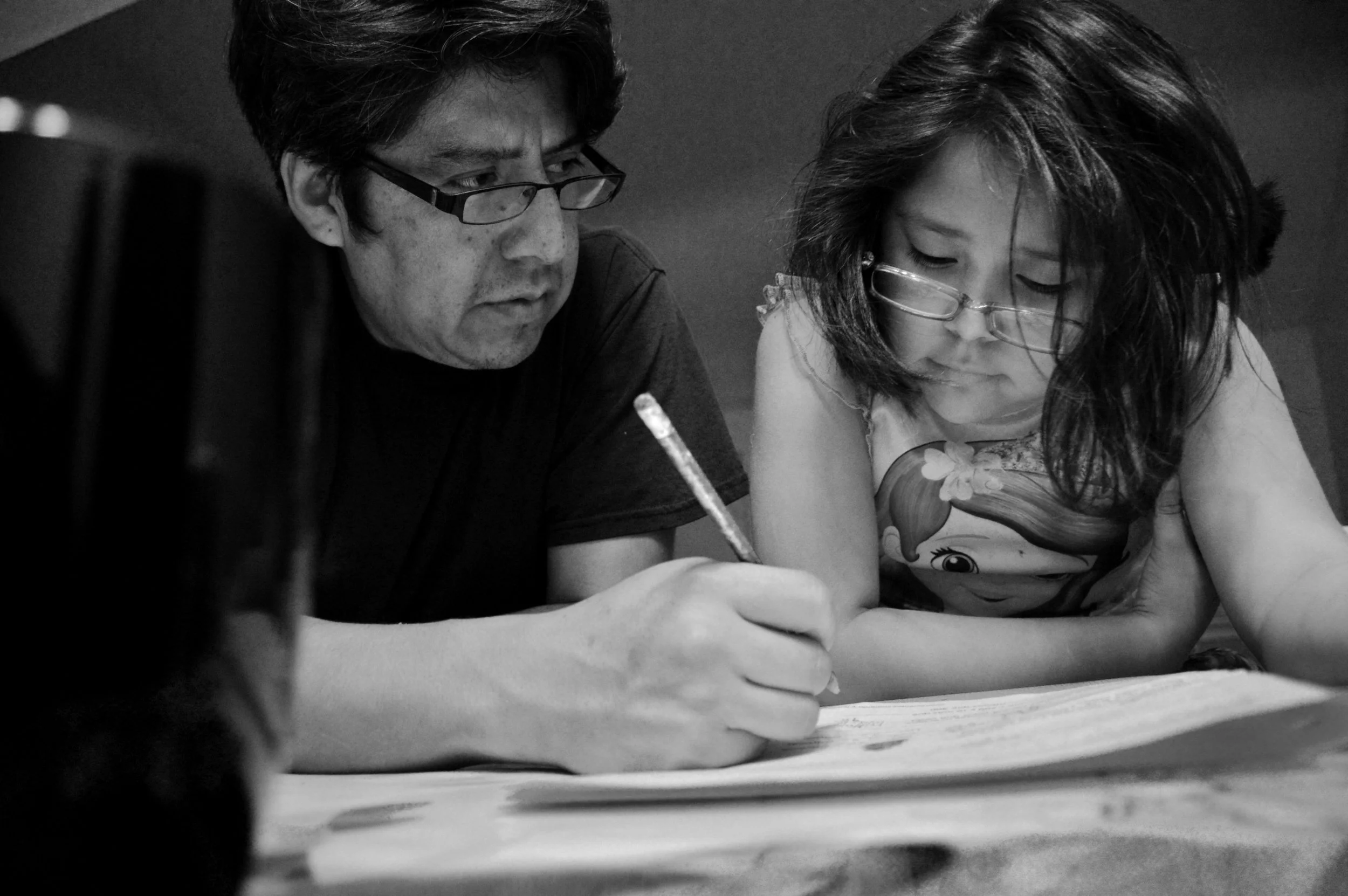 Sheila Morales, "Work After Work," 2019. "Every day after coming home from work, my dad does his best to help around the house by cooking, cleaning, or doing small but powerful deeds such as helping my sister with homework. Since I was little, I alwa