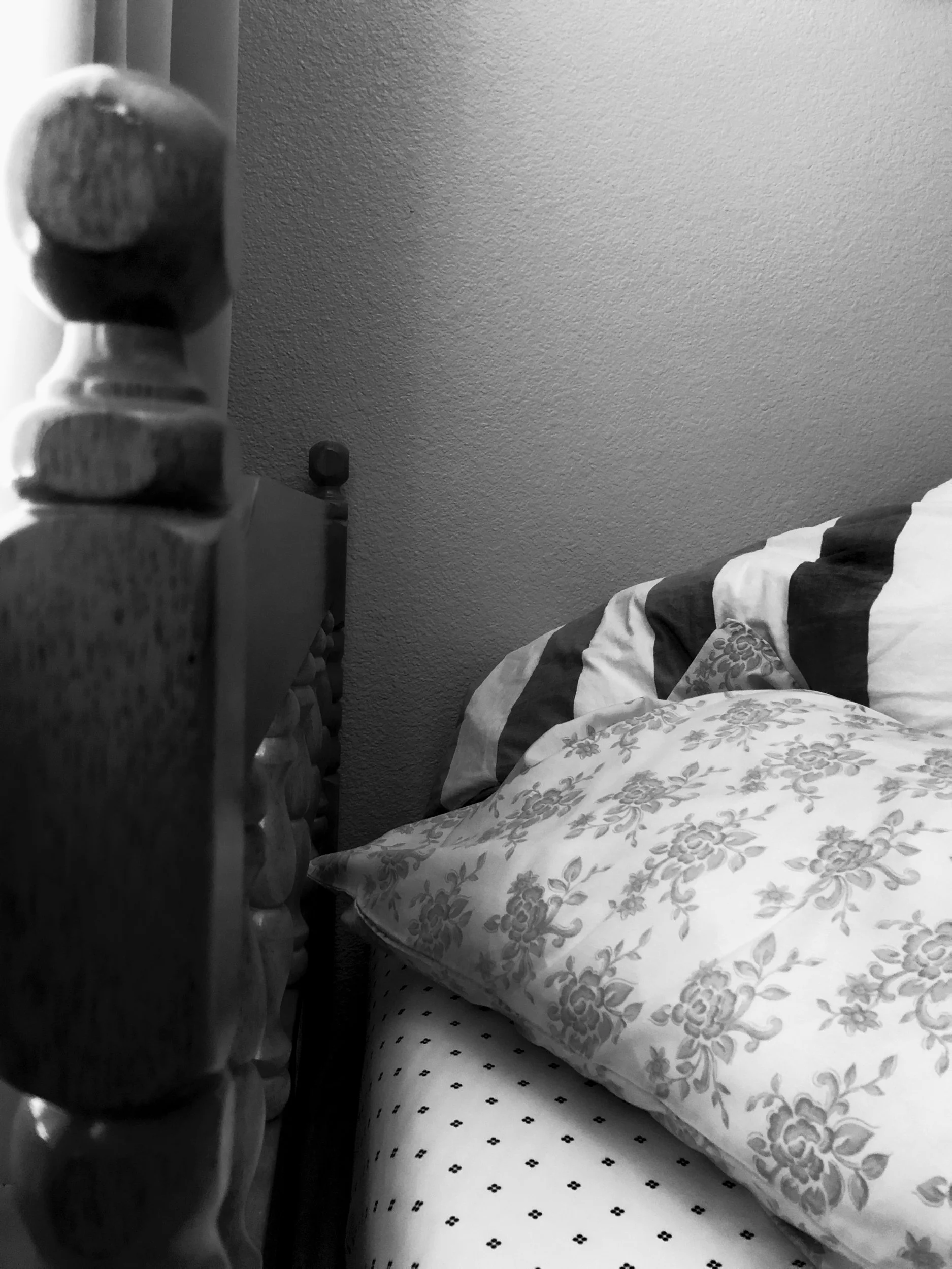 Praveen Brar, "Sleep," 2022.
Every night I go to bed before my grandma and wake up to an empty bed next to mine. She goes to bed past 11:00 PM and wakes up around 5:00 to 6:00 AM to make her cha and eat breakfast so by the time everyone wakes up, she