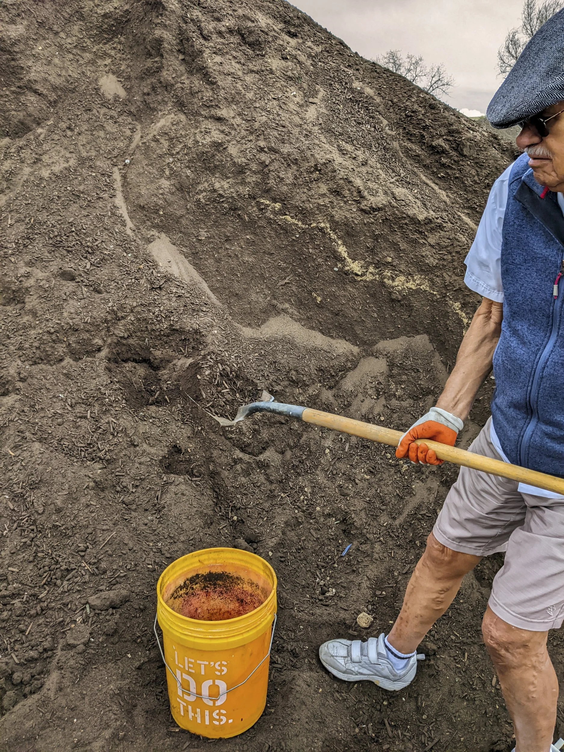 Ari Velasco, "Purposeful Work," 2022.
My grandfather collects dirt for his yard in the middle of spring. Before he retired, he was an electrical engineer; now, he works on projects around the house. Whenever he has a project, he will call me over to