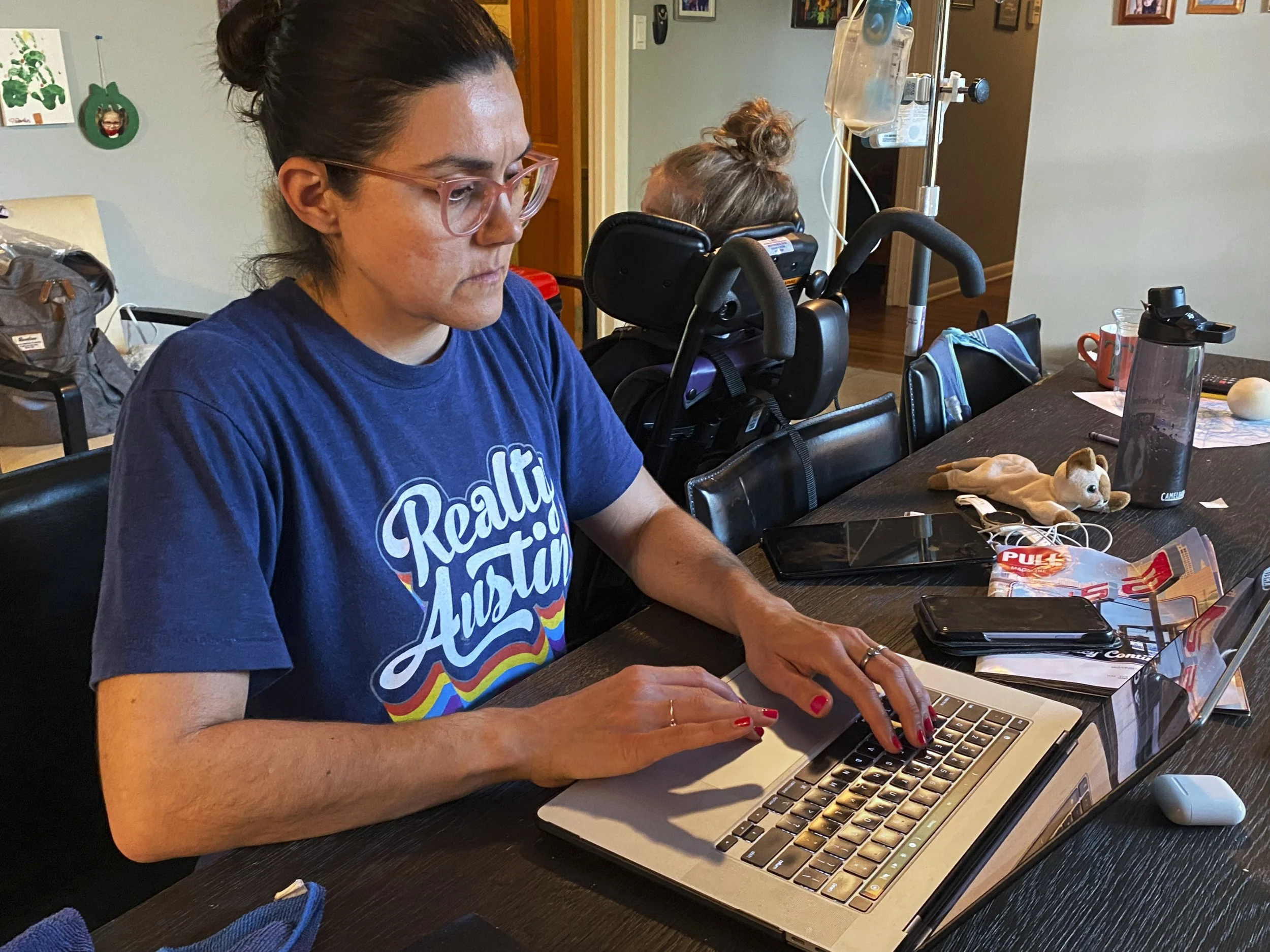 terra balentine, "Mother Daughter Time," 2022.
This was on a weekend, around the middle of the day, so that is why my sister is home. My sister loves music a lot, so my mom usually plays it on her computer while working. My mom usually has to work on