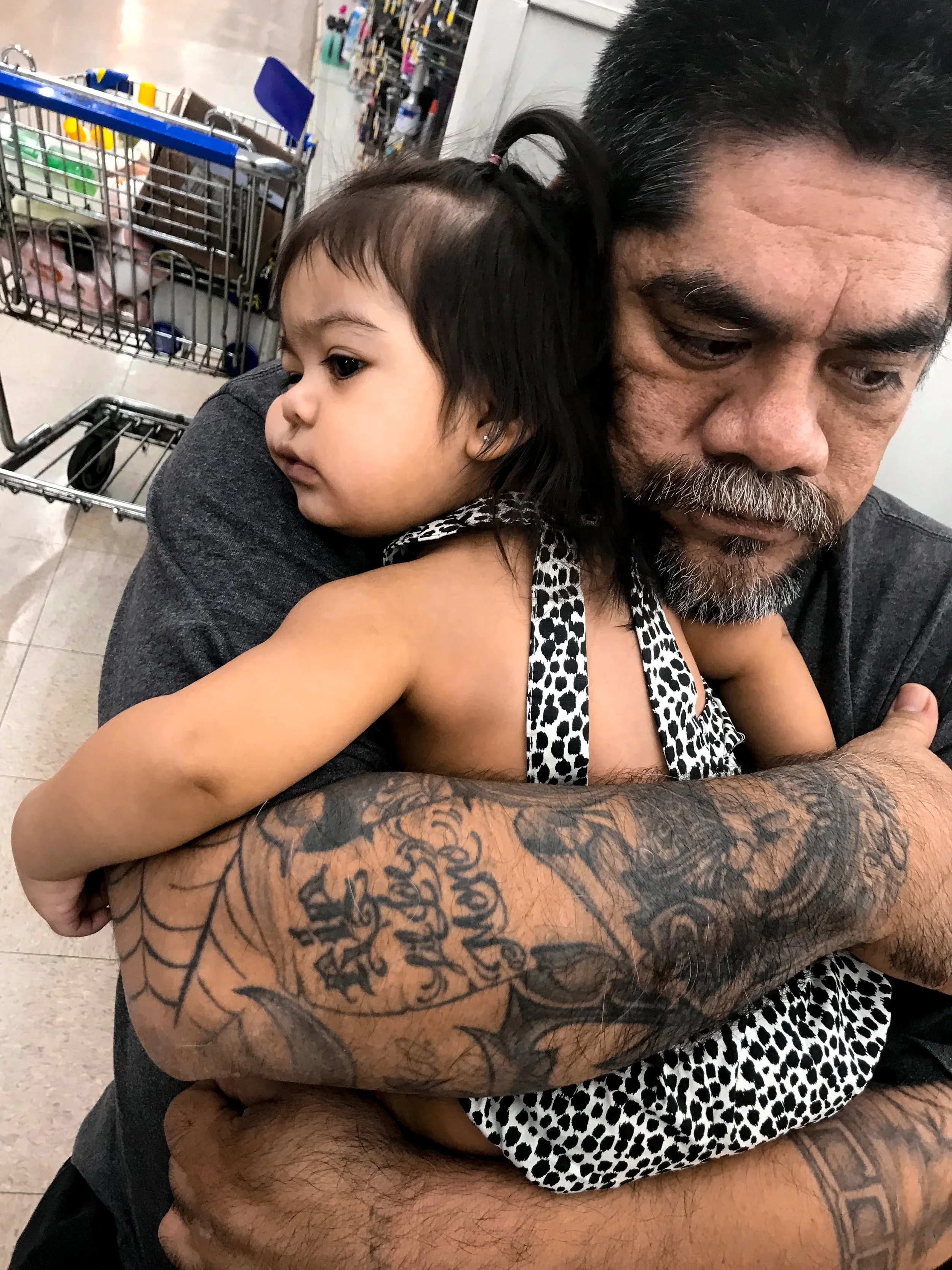 Cecilia Adela Acosta, "The Acostas," 2017. 
My family and I are waiting at the pharmacy for a prescription. We’ve been waiting for a long time, we’re tired and we just want to go home.