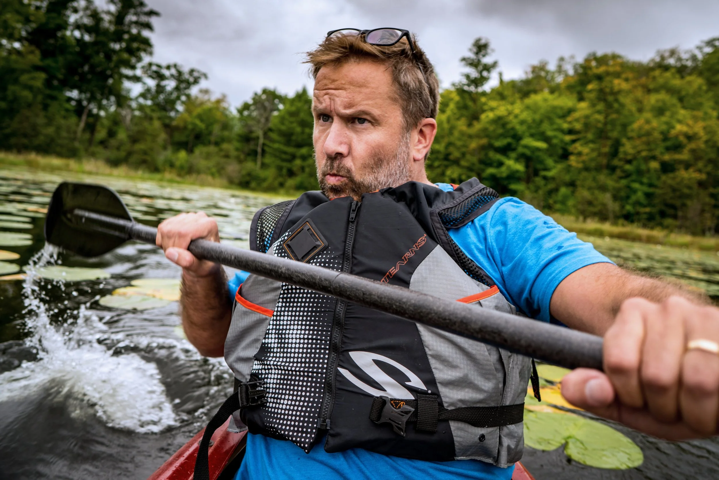 Ian Matenaer, "Kayak Break," 2019. "My dad and I were out on a lake getting drone shots of it. On the way back, we decided to have some fun and do some silly poses together."