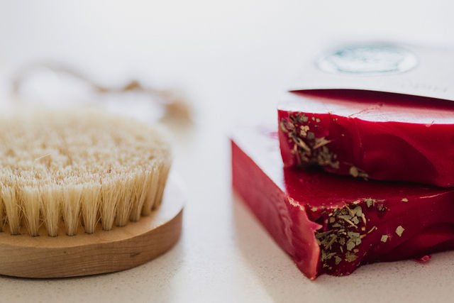 Close-up of Hidden Springs soap bar highlighting its vibrant, nature-inspired summer tone and smooth artisan texture