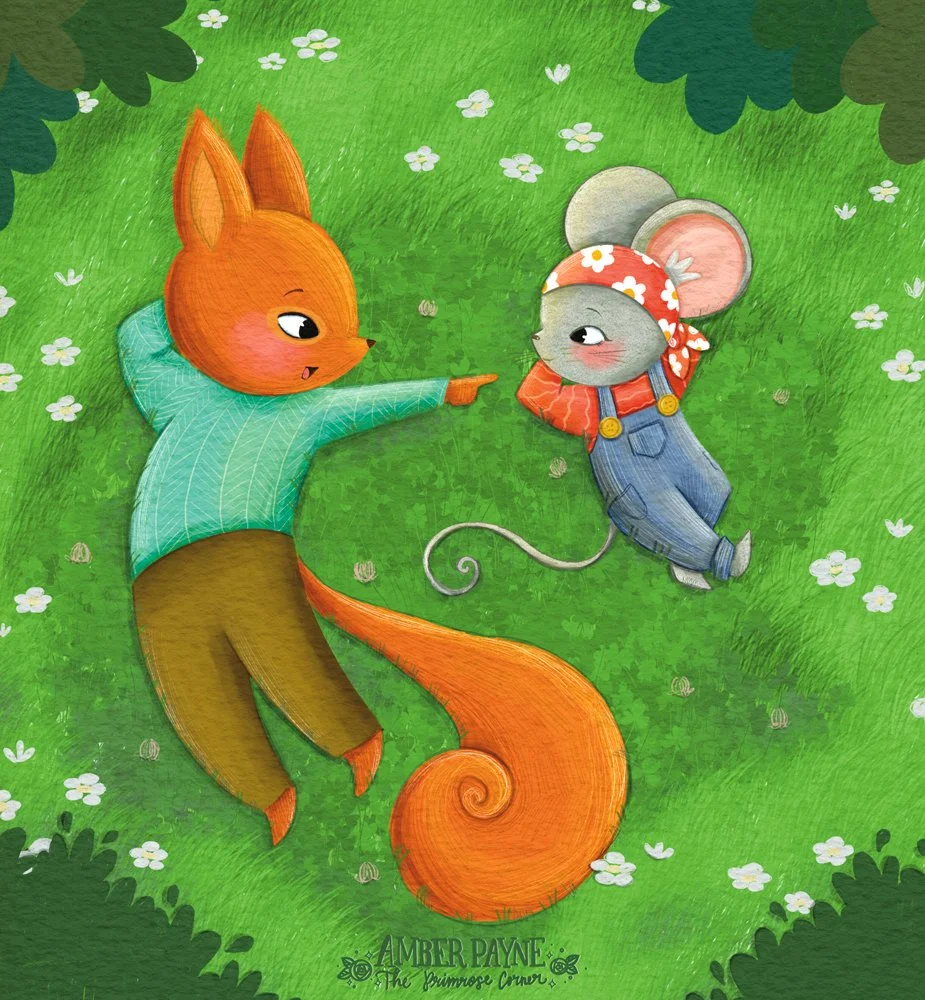 Squirrel and Mouse Children's Picture Book Illustration. Kid Lit Art by Amber Payne of The Primrose Corner