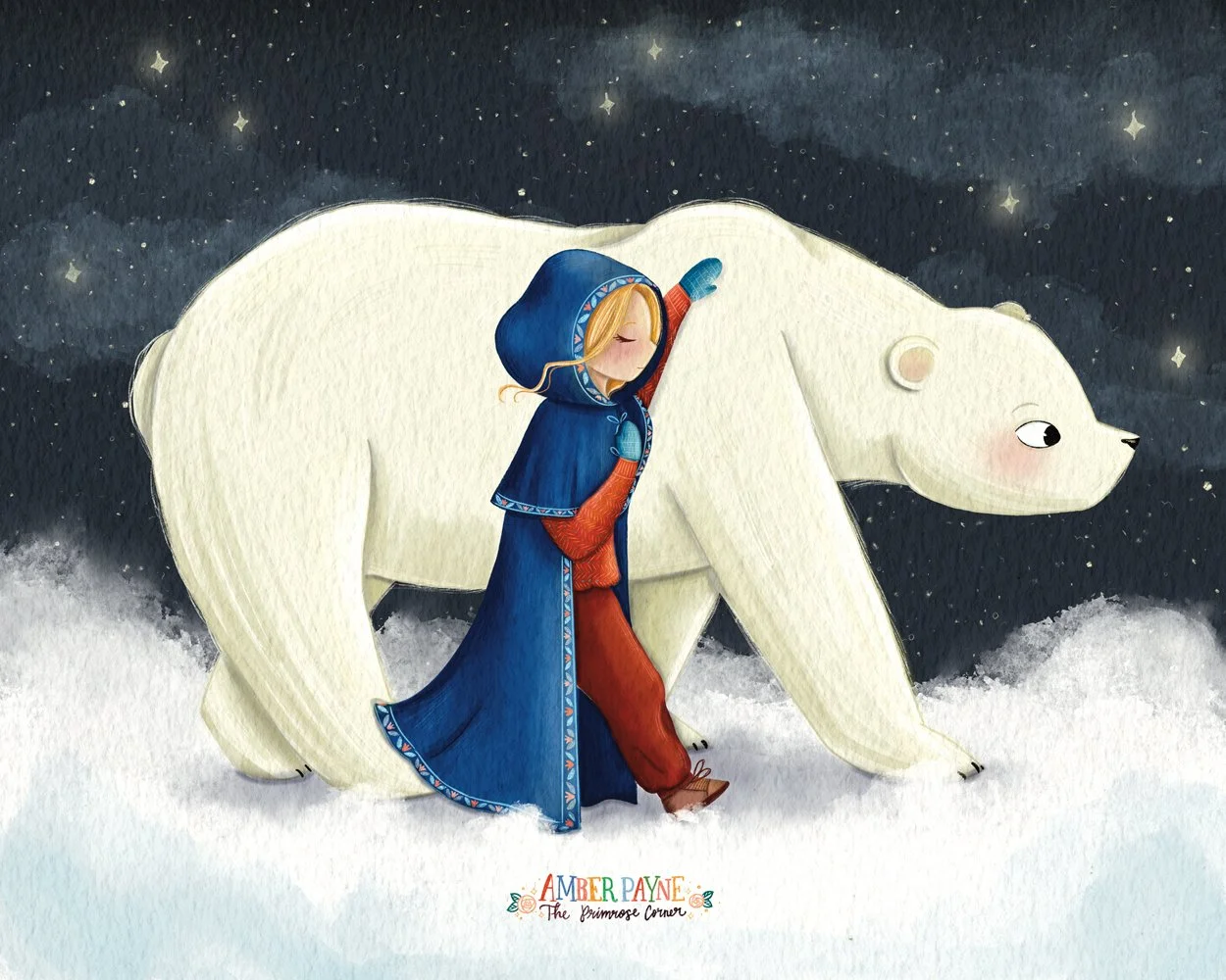 Nordic Fairytale. Polar Bear Middle Grade Ilustration by Amber Payne of The Primrose Corner