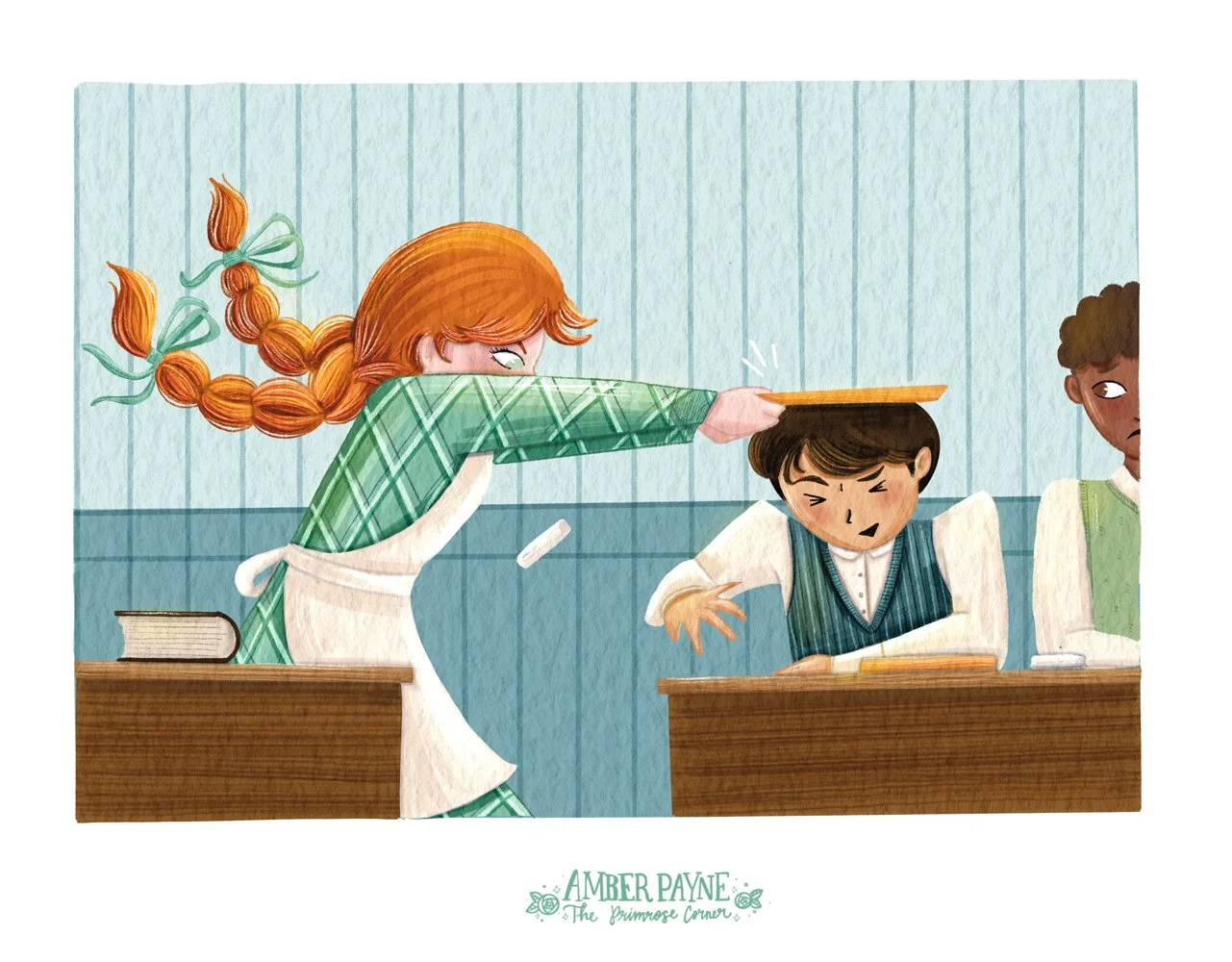 Carrots. Anne of Green Gables Color Middle Grade Illustration by Amber Payne of The Primrose Corner. Kid Lit Art